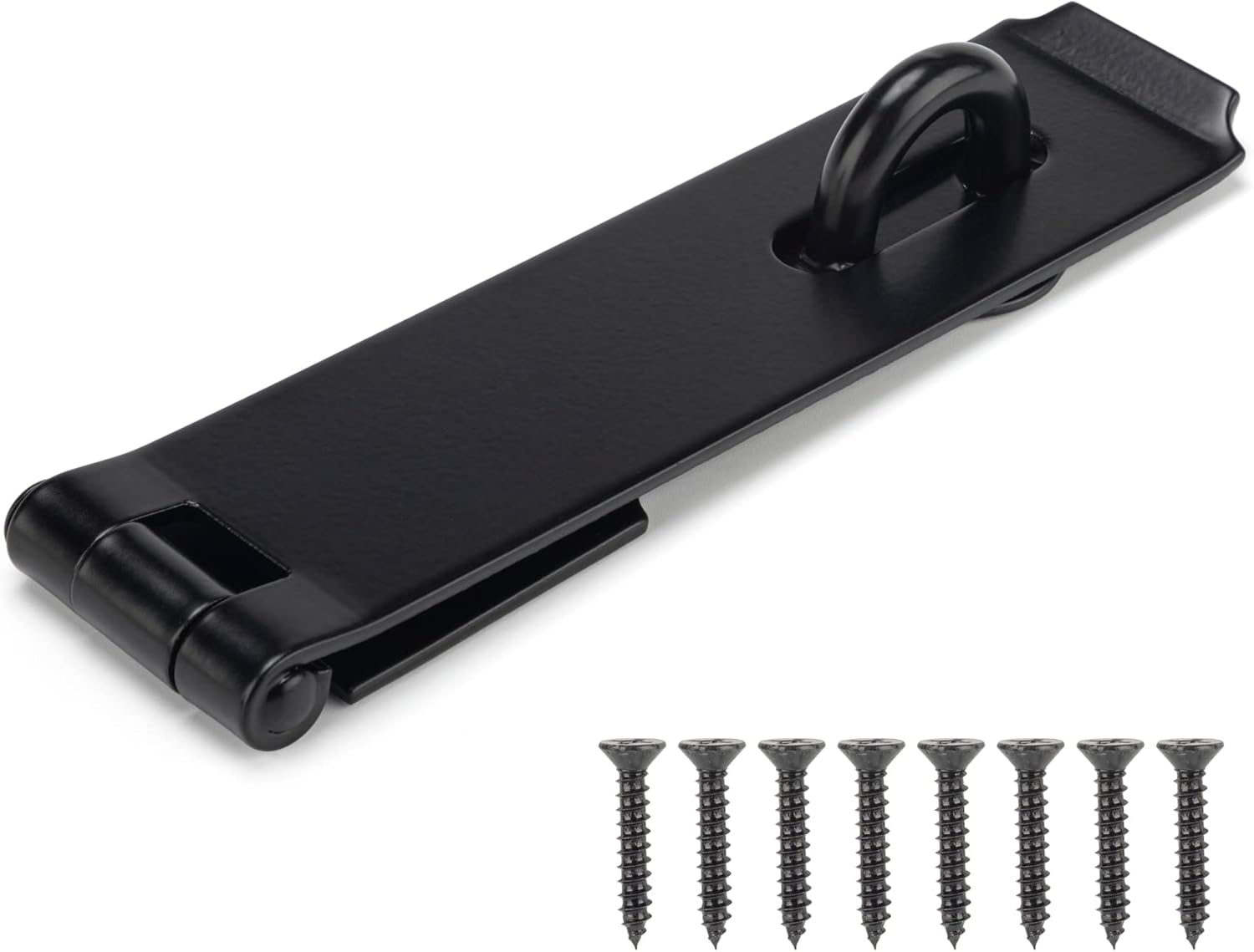 7-3/4" Heavy Duty Steel Door Hasp Latch for Safety Gate Lock - Black Finish - WildKart