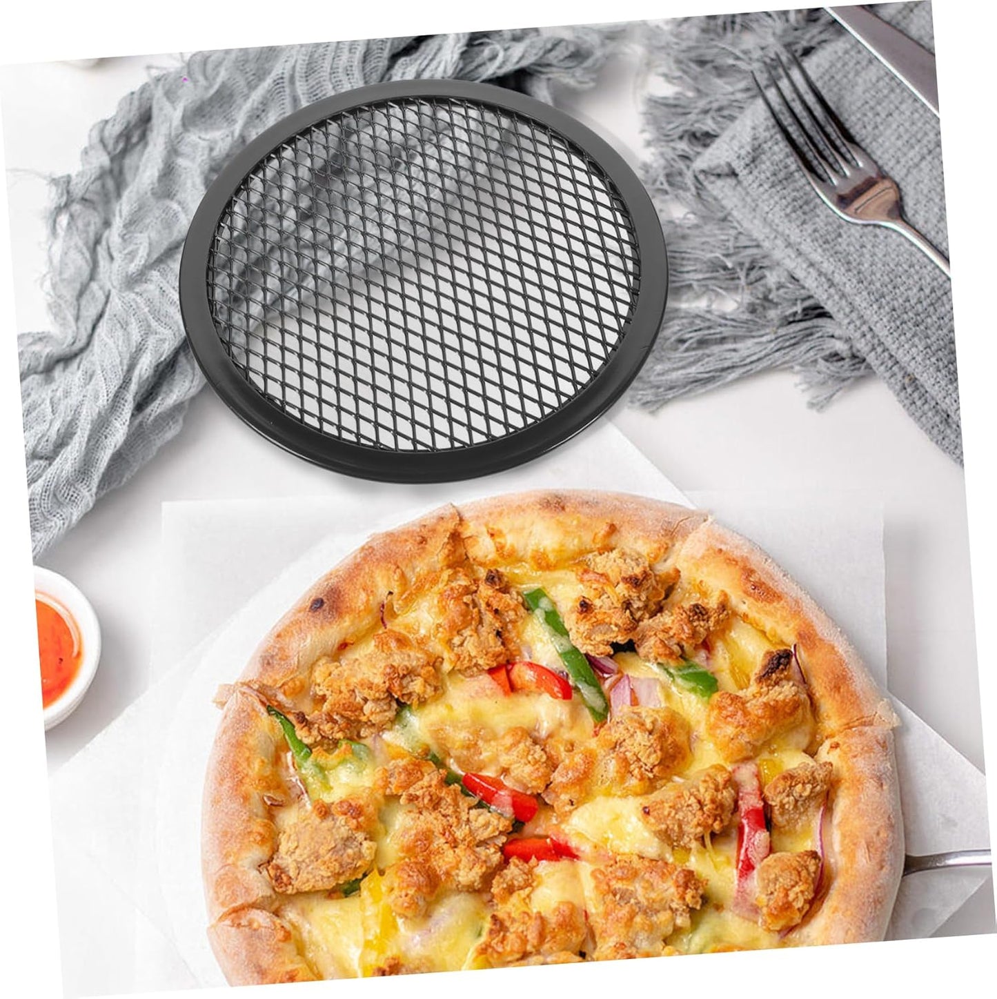 7-Inch Round Pizza Pan with Holes - Durable Aluminum Baking Pan for Easy Oven Cooking