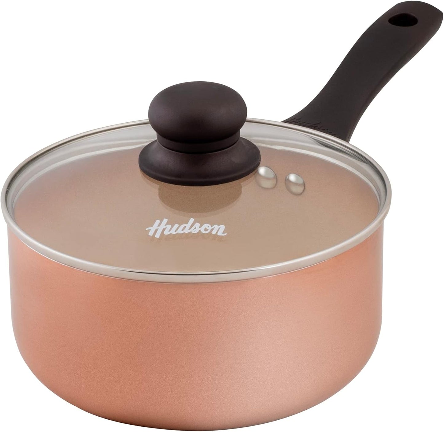 7-inch Triple Layer Ceramic Nonstick Saucepan Kitchen Pot by HUDSON VALLEY - Copper Finish, Dishwasher Safe