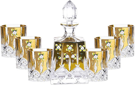 7-Piece Crystal Whiskey Decanter Set with Glasses for Men - Perfect Gift for Whiskey Lovers and Dads