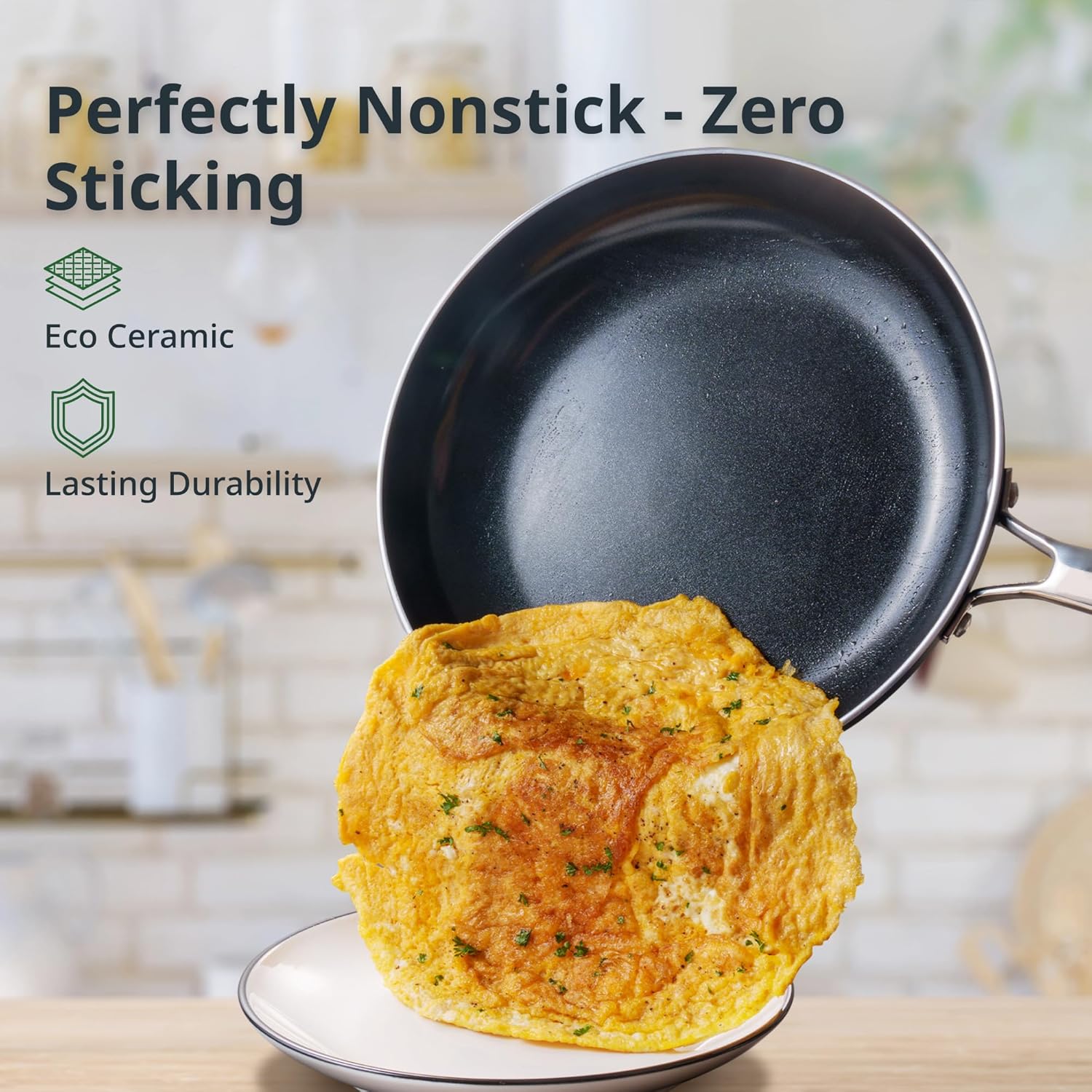 7 Piece Larinest Nonstick Ceramic Cookware Set - Blue, Non Toxic, Oven/Dishwasher Safe, PFAS/PFOA Free