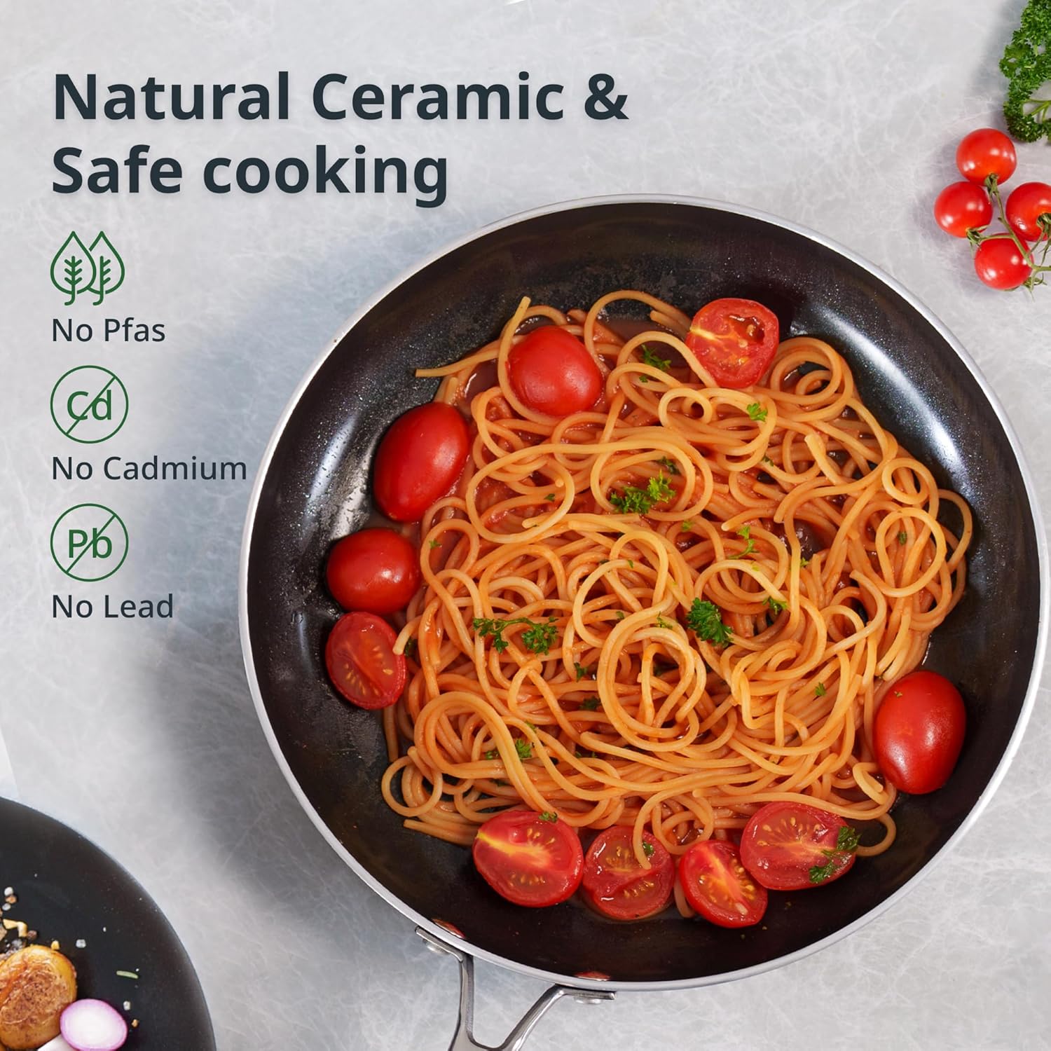 7 Piece Larinest Nonstick Ceramic Cookware Set - Blue, Non Toxic, Oven/Dishwasher Safe, PFAS/PFOA Free