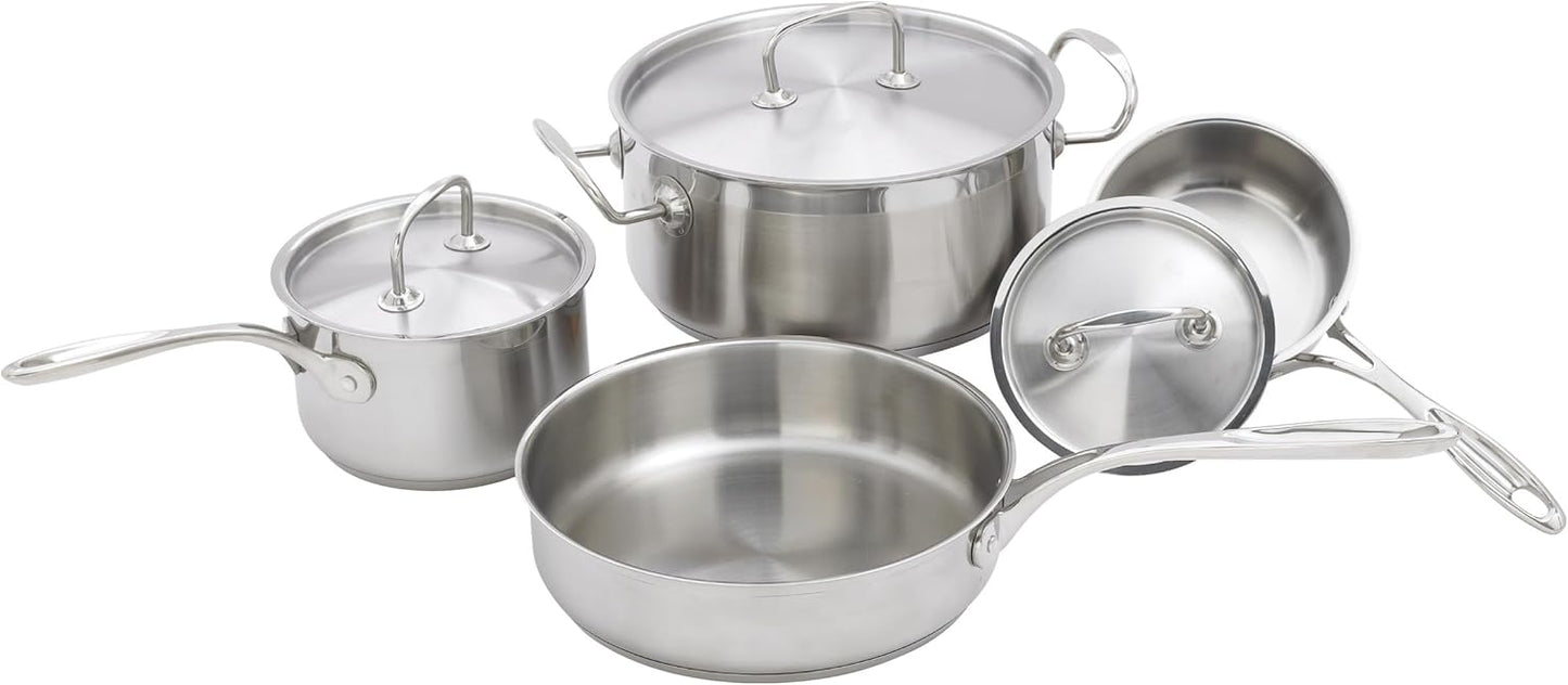 7-Piece Premium Stainless Steel Cookware Set by Winware - Heavy Gauge Quality