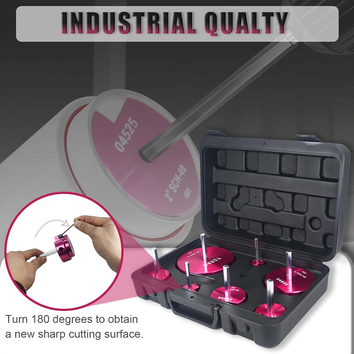 7-Piece PVC Pipe Fitting Reamer Kit with Various Sizes - Fits 1/2" Drills - Includes Tool Box