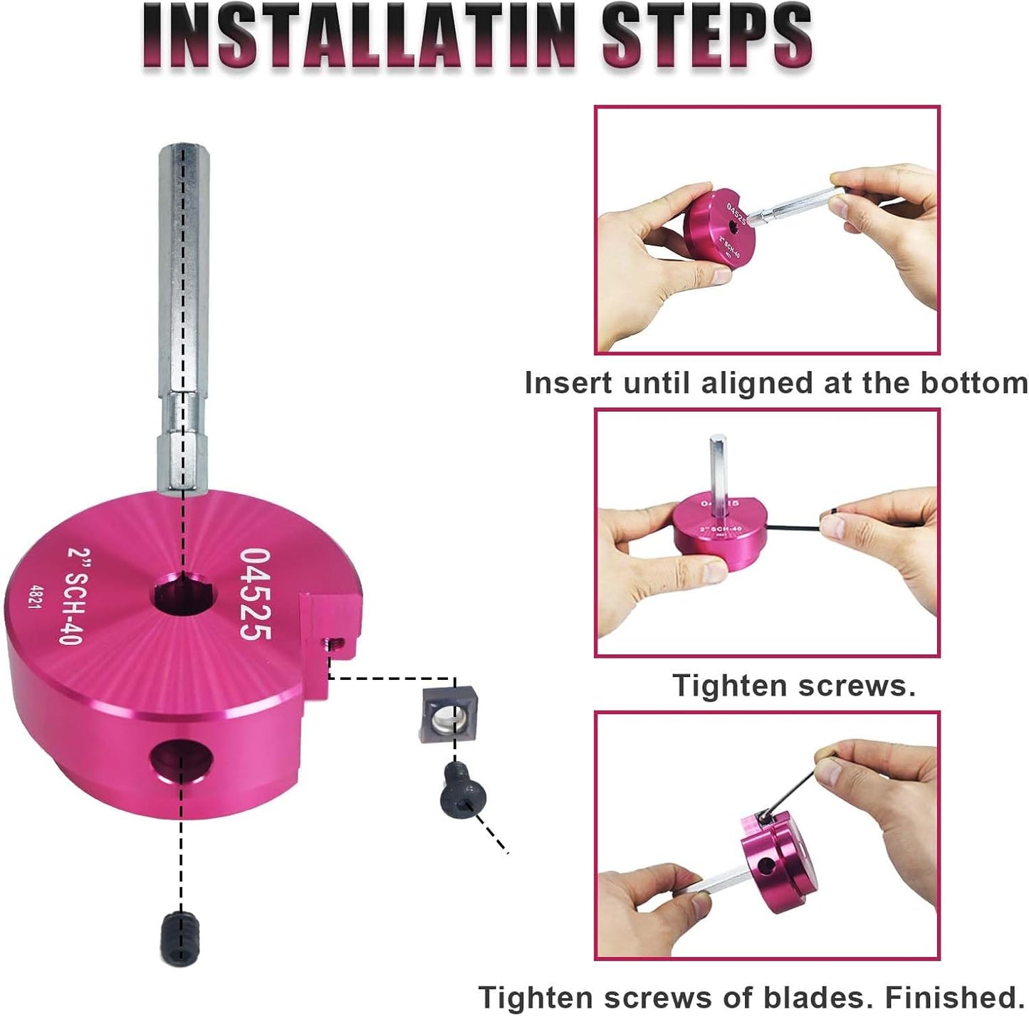 7-Piece PVC Pipe Fitting Reamer Kit with Various Sizes - Fits 1/2" Drills - Includes Tool Box