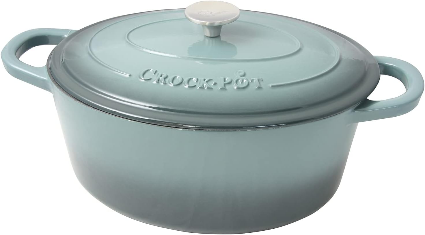 7-Quart Slate Gray Crock-Pot Artisan Oval Enameled Cast Iron Dutch Oven