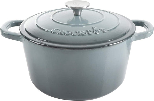 7-Quart Slate Gray Crock-Pot Artisan Round Enameled Cast Iron Dutch Oven