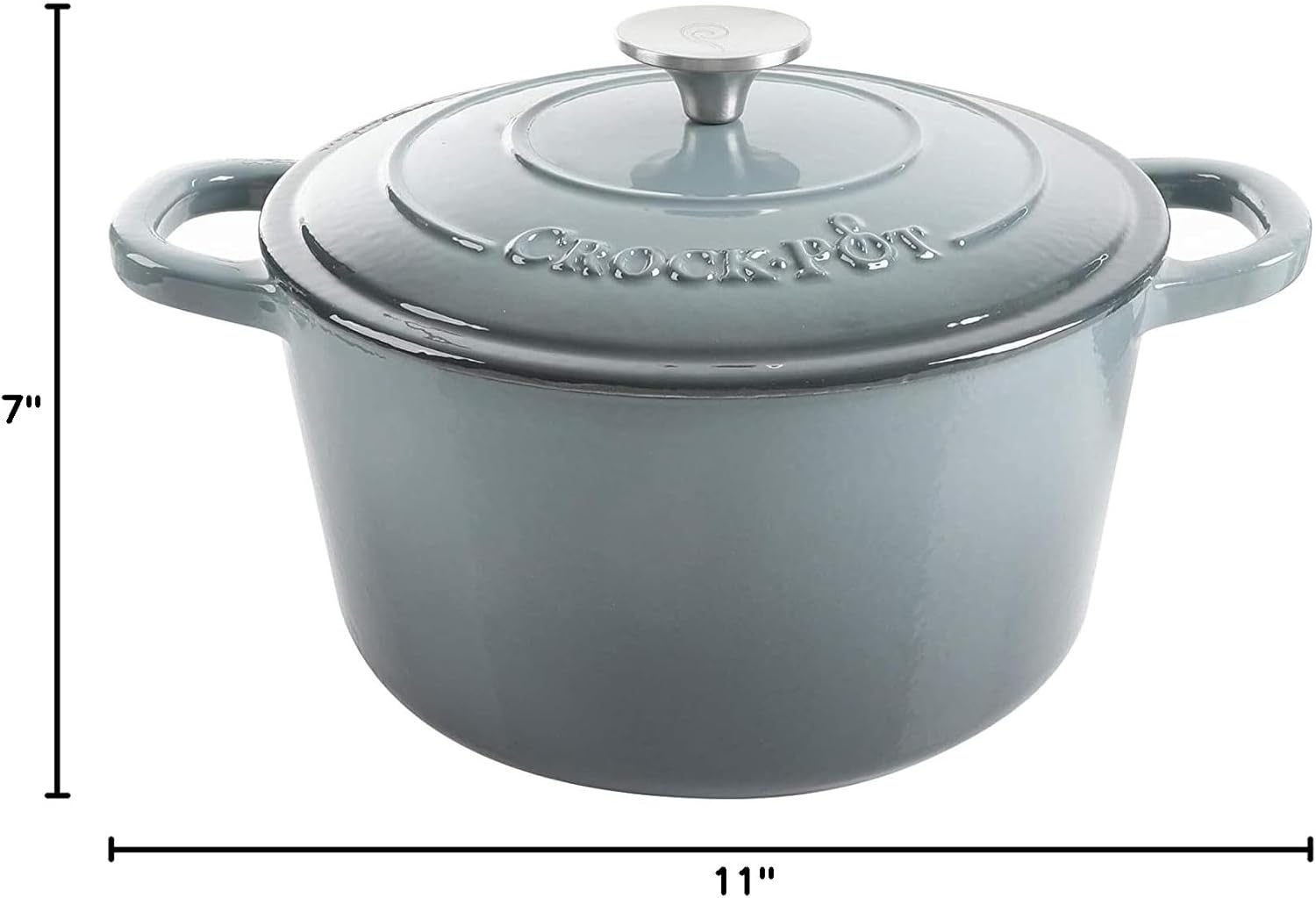 7-Quart Slate Gray Crock-Pot Artisan Round Enameled Cast Iron Dutch Oven