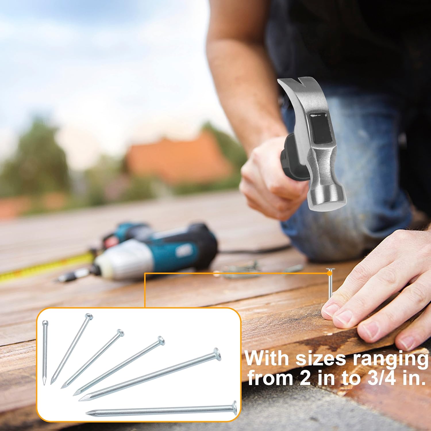 700pc Picture Hanging Nails Assorted Kit - 2" Finish Nails for Drywall & Wood, 640 Frame Nails + 60 Finishing Nails - Silver - WildKart