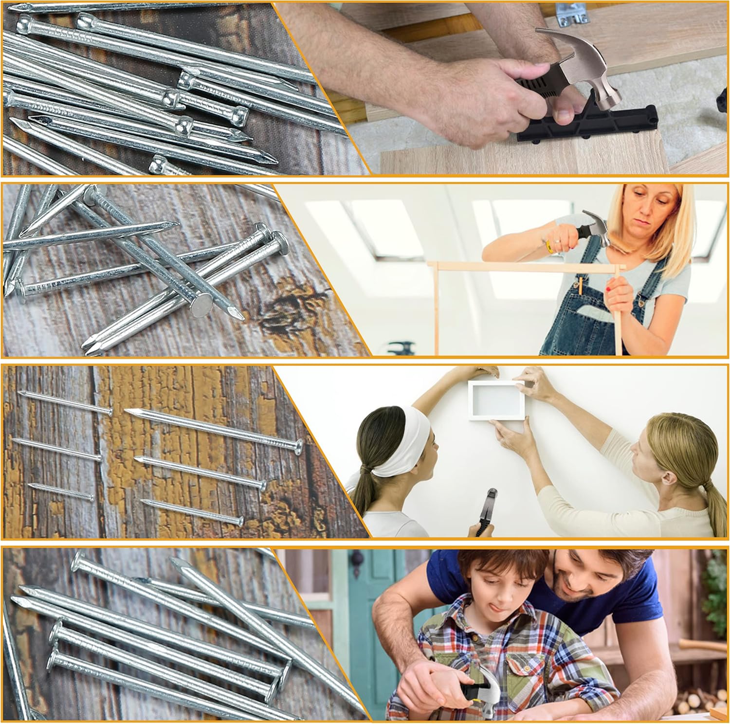 700pc Picture Hanging Nails Assorted Kit - 2" Finish Nails for Drywall & Wood, 640 Frame Nails + 60 Finishing Nails - Silver - WildKart