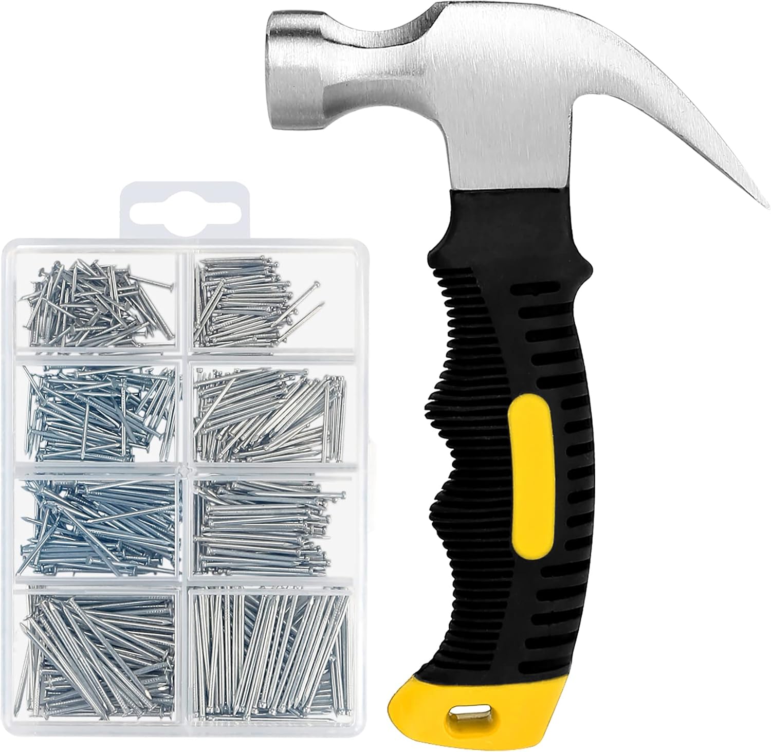 700PCs Small Nails Assortment Kit with Mini Hammer for Hanging Pictures - Includes 280 Wall Nails & 280 Finishing Nails - Picture Hangers for Drywall - WildKart