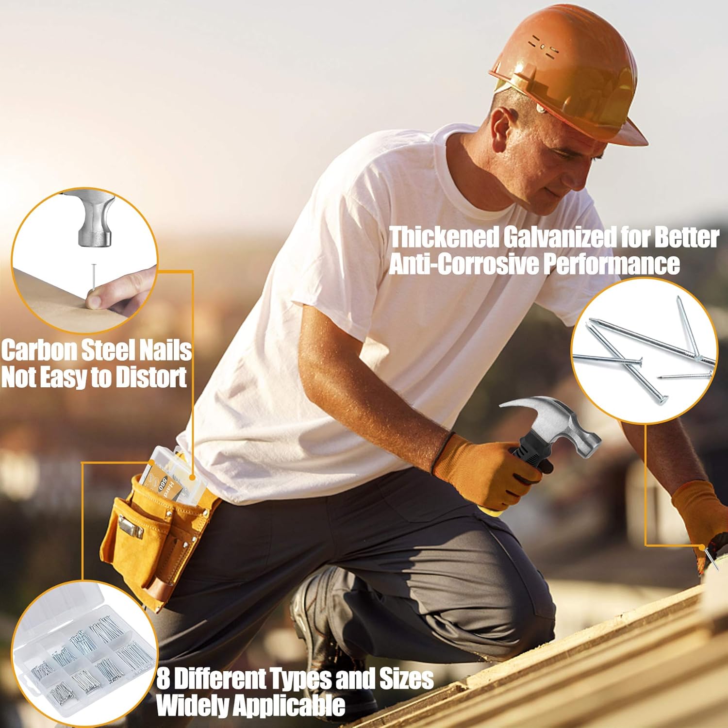 700PCs Small Nails Assortment Kit with Mini Hammer for Hanging Pictures - Includes 280 Wall Nails & 280 Finishing Nails - Picture Hangers for Drywall - WildKart