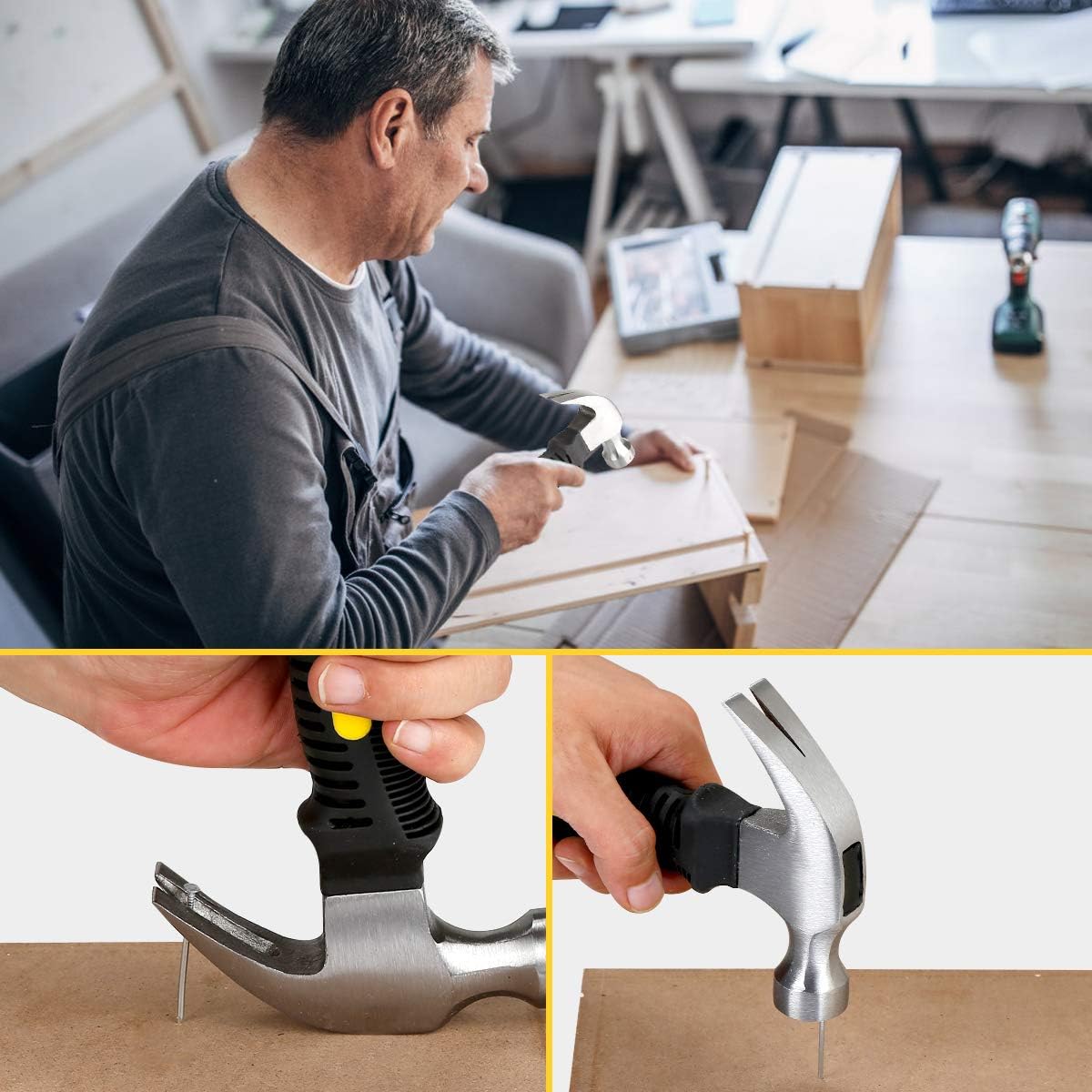 700PCs Small Nails Assortment Kit with Mini Hammer for Hanging Pictures - Includes 280 Wall Nails & 280 Finishing Nails - Picture Hangers for Drywall - WildKart