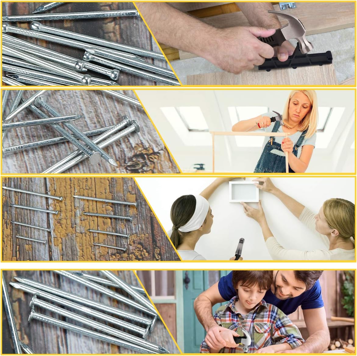 700PCs Small Nails Assortment Kit with Mini Hammer for Hanging Pictures - Includes 280 Wall Nails & 280 Finishing Nails - Picture Hangers for Drywall - WildKart