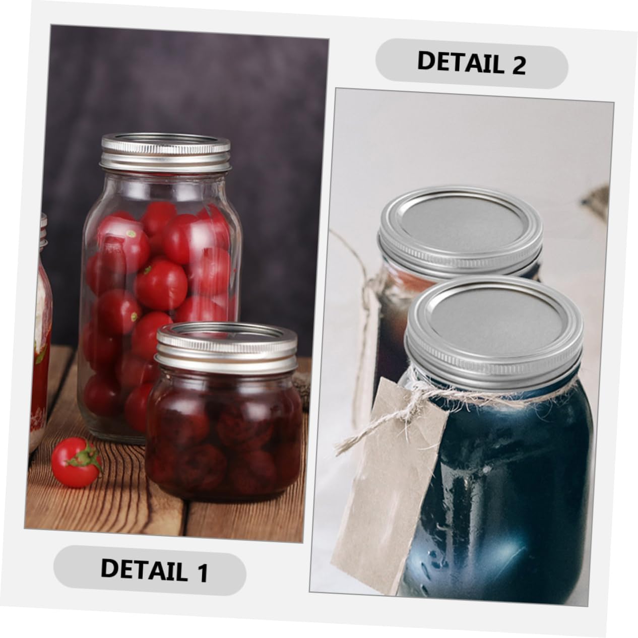 70mm Wide Mouth Mason Jar Lids and Rings Set for Canning and Storage - Metal Covers for Mason Jars
