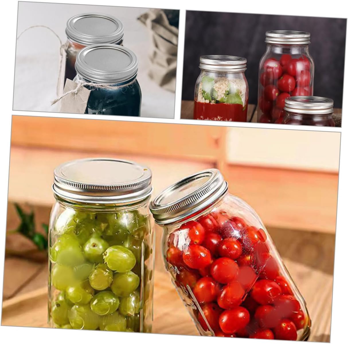 70mm Wide Mouth Mason Jar Lids and Rings Set for Canning and Storage - Metal Covers for Mason Jars