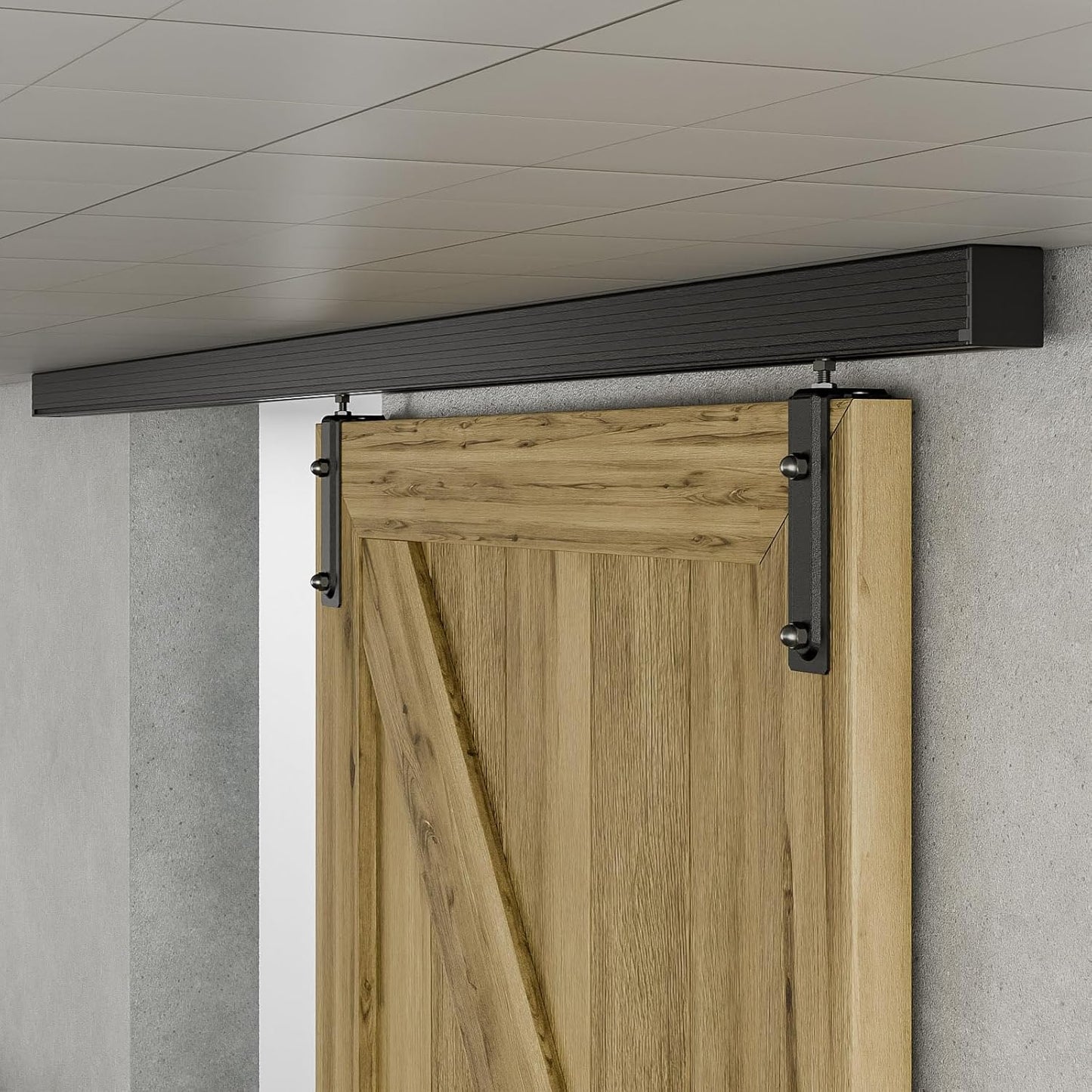 72" Ceiling Mount Box Rail Barn Door Hardware Kit for Single Door - Heavy Duty Sliding Track, Aluminium Alloy (No Door)