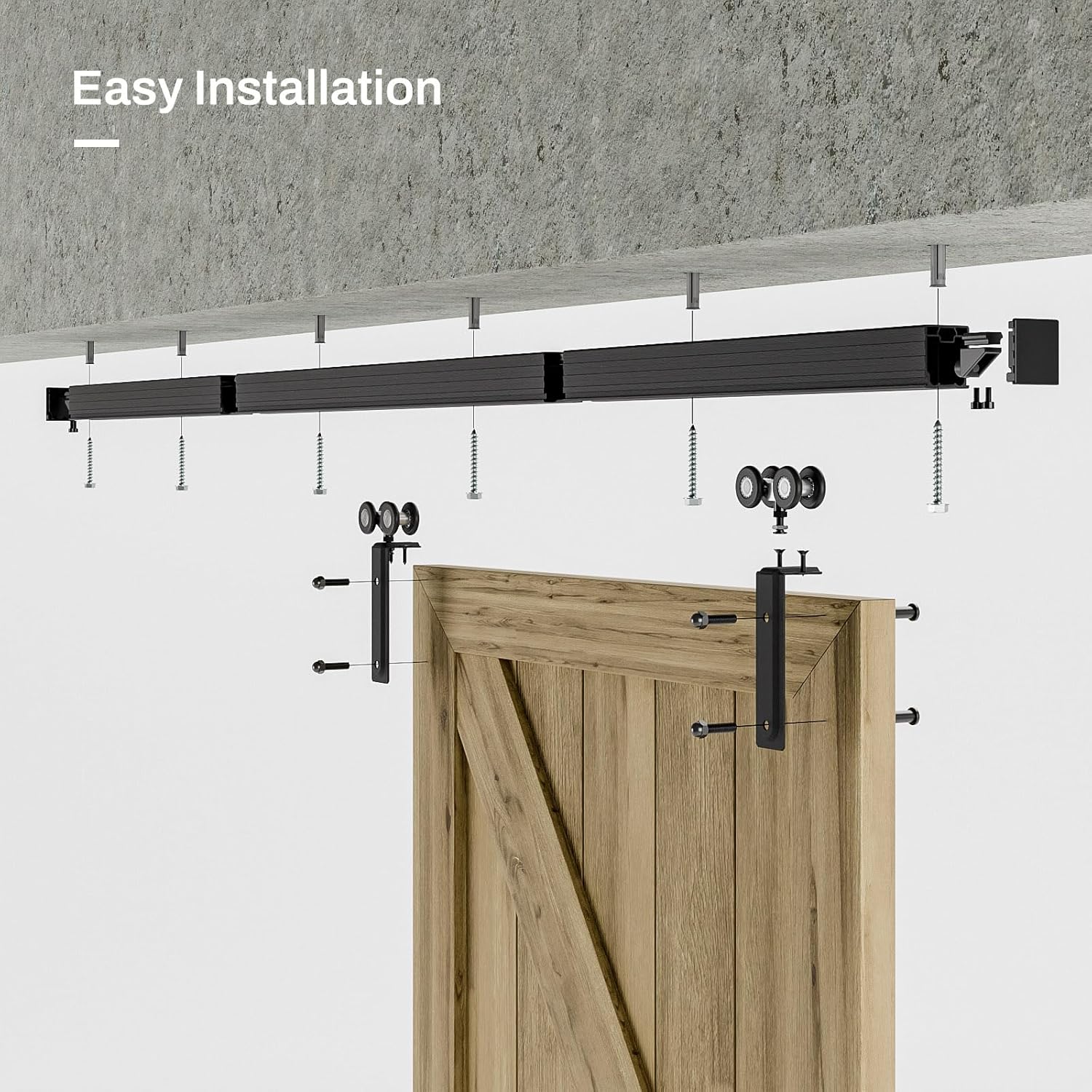 72" Ceiling Mount Box Rail Barn Door Hardware Kit for Single Door - Heavy Duty Sliding Track, Aluminium Alloy (No Door)