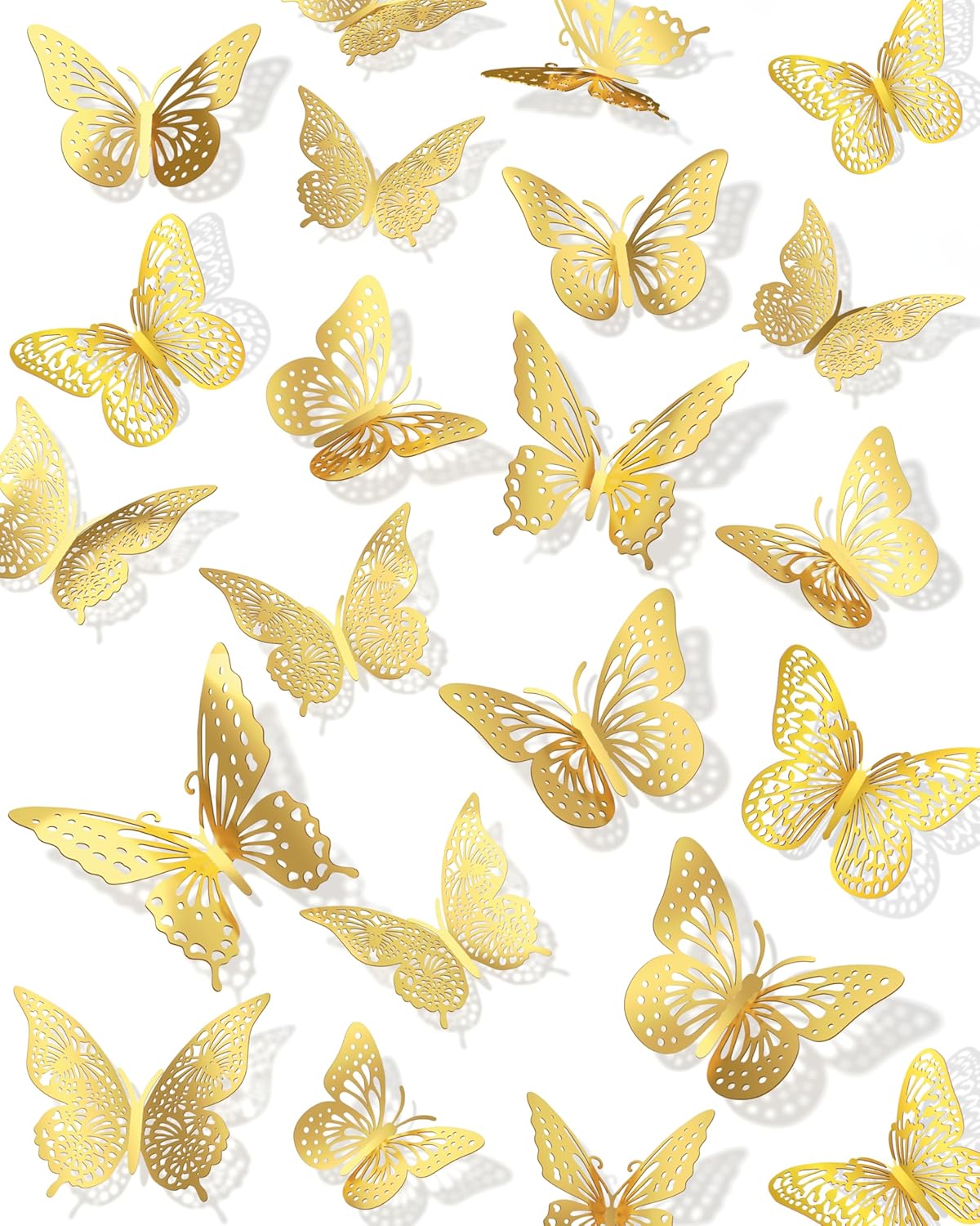 72-Piece Gold 3D Butterfly Wall Decor Set - Removable Room Stickers for Birthday & Garden Party Decor