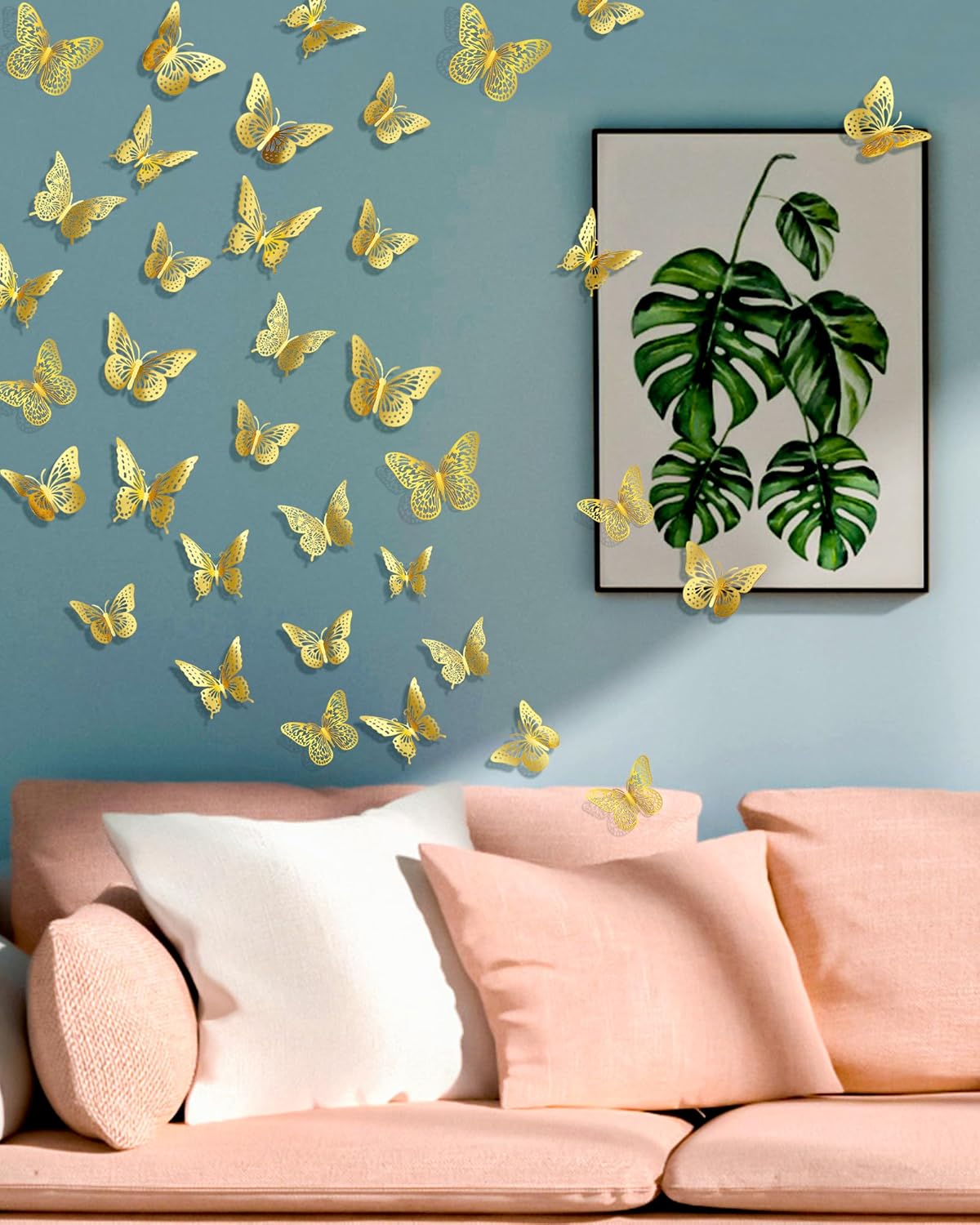 72-Piece Gold 3D Butterfly Wall Decor Set - Removable Room Stickers for Birthday & Garden Party Decor