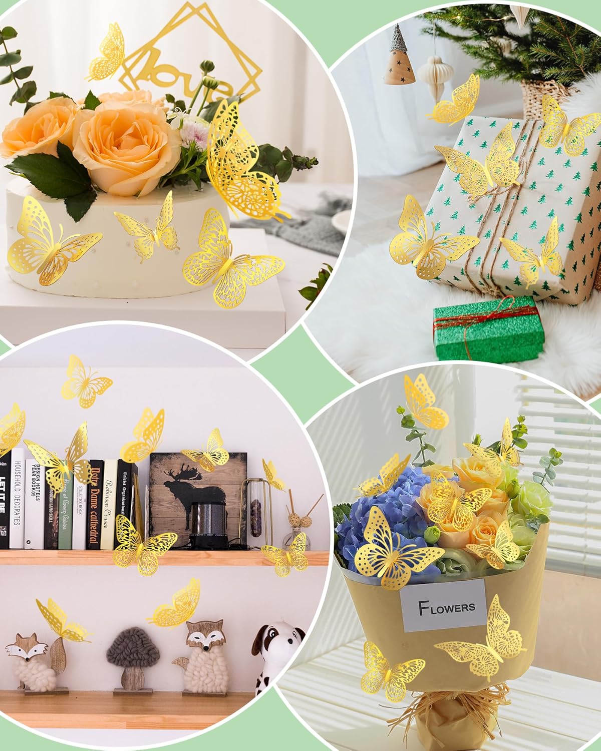 72-Piece Gold 3D Butterfly Wall Decor Set - Removable Room Stickers for Birthday & Garden Party Decor