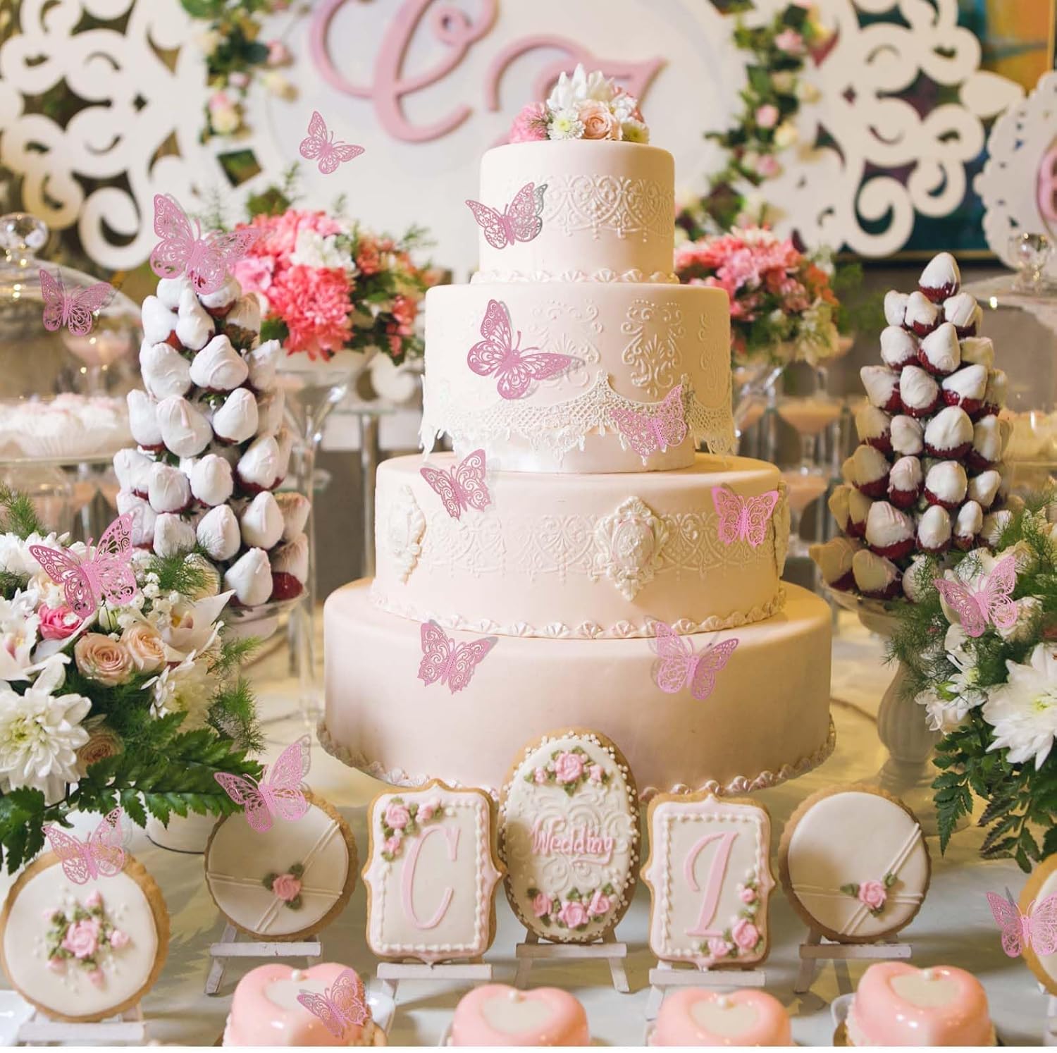 72 Pink 3D Butterfly Wall Decor Set - Various Sizes for Girls' Bedroom, Bathroom, Living Room - Birthday Party Decorations for Kids