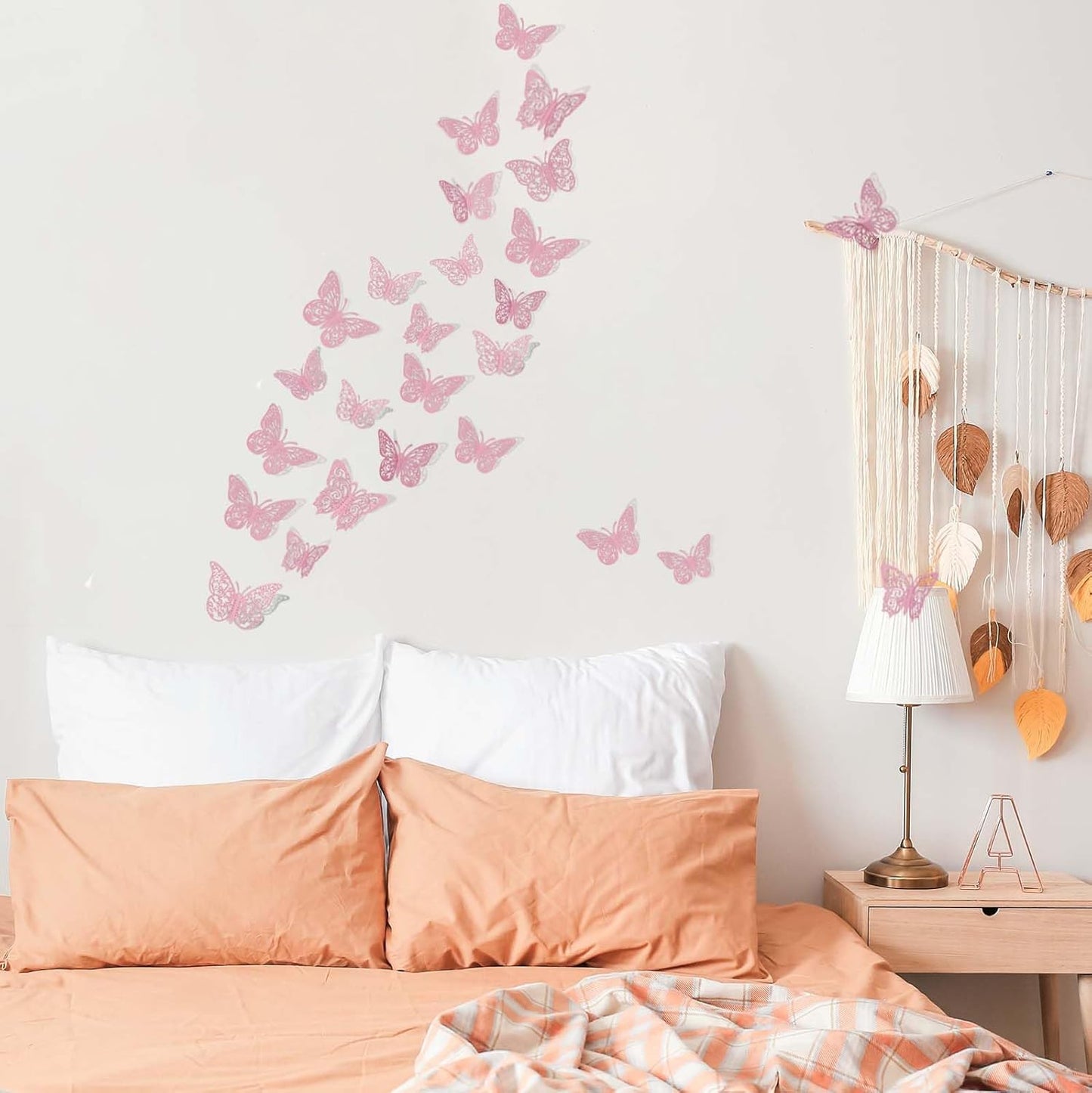 72 Pink 3D Butterfly Wall Decor Set - Various Sizes for Girls' Bedroom, Bathroom, Living Room - Birthday Party Decorations for Kids