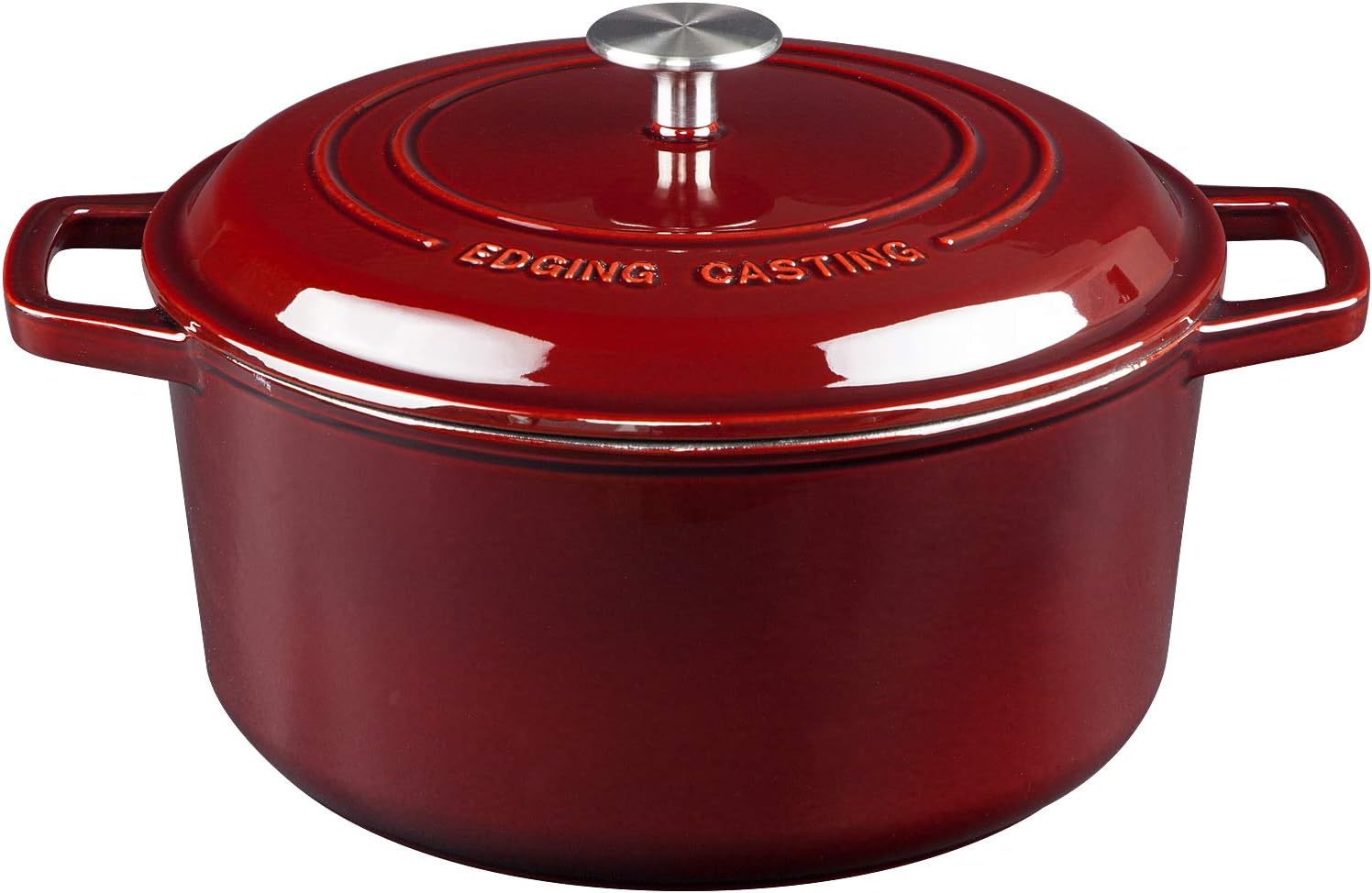 7.5 Quart Enameled Cast Iron Dutch Oven - Ideal for Bread, Soup, Meat, Baking - Wine Red Color