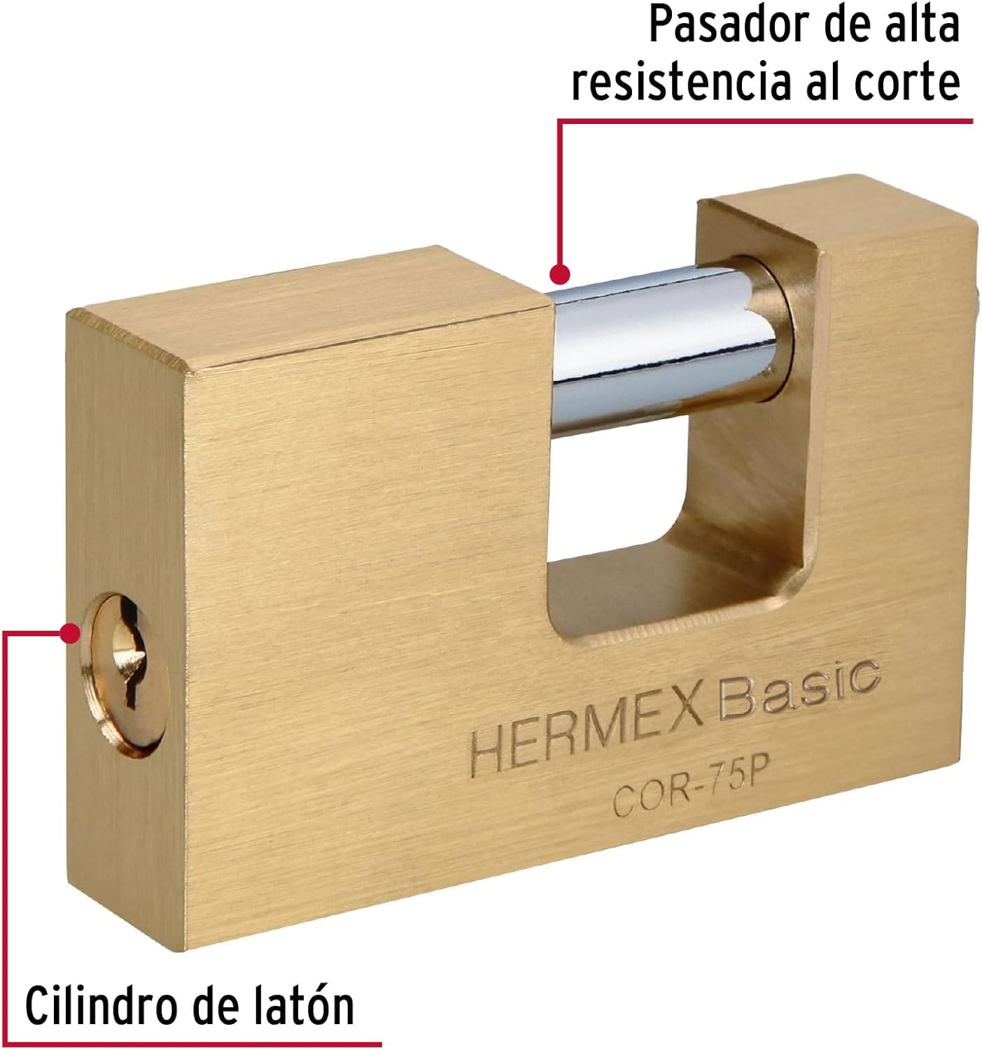 75mm Brass Antipalanca Lock by Hermex Basic