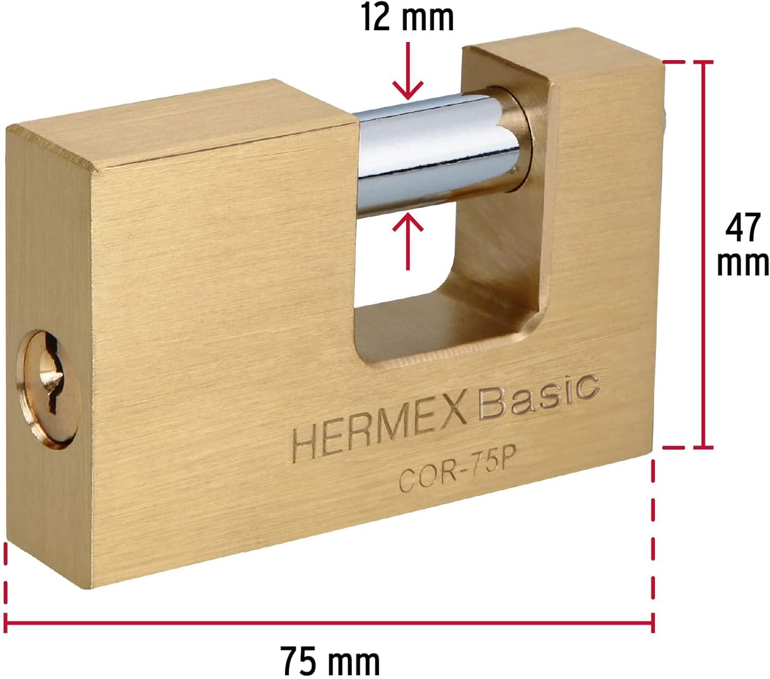 75mm Brass Antipalanca Lock by Hermex Basic