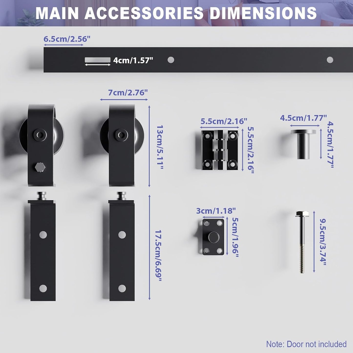 76" Bifold Sliding Barn Door Hardware Kit for Four 18" Doors, Heavy Duty Top Mount Track, Smooth & Quiet Operation, Space-Saving Design - WildKart
