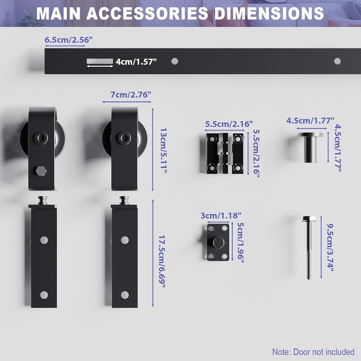 76" Bifold Sliding Barn Door Hardware Kit for Four 18" Doors, Heavy Duty Top Mount Track, Smooth & Quiet Operation, Space-Saving Design - WildKart