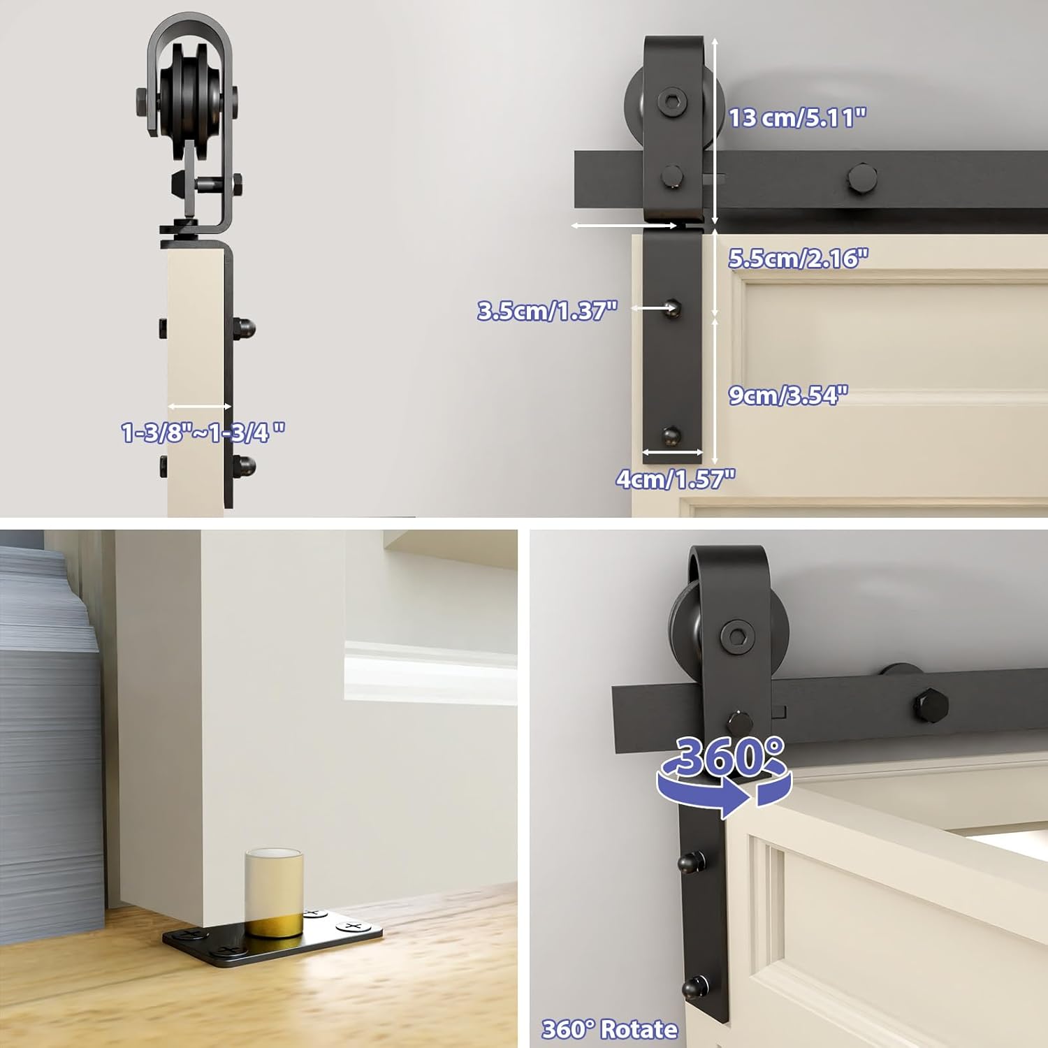 76" Bifold Sliding Barn Door Hardware Kit for Four 18" Doors, Heavy Duty Top Mount Track, Smooth & Quiet Operation, Space-Saving Design - WildKart