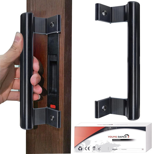8" Aluminum Sliding Glass Door Pull Handle - Young Dance Sliding Door Handle for Patio & Glass Doors - Fits 6-5/8" Mounting Holes - Ideal Replacement for Old/Damaged Pull - Black Color