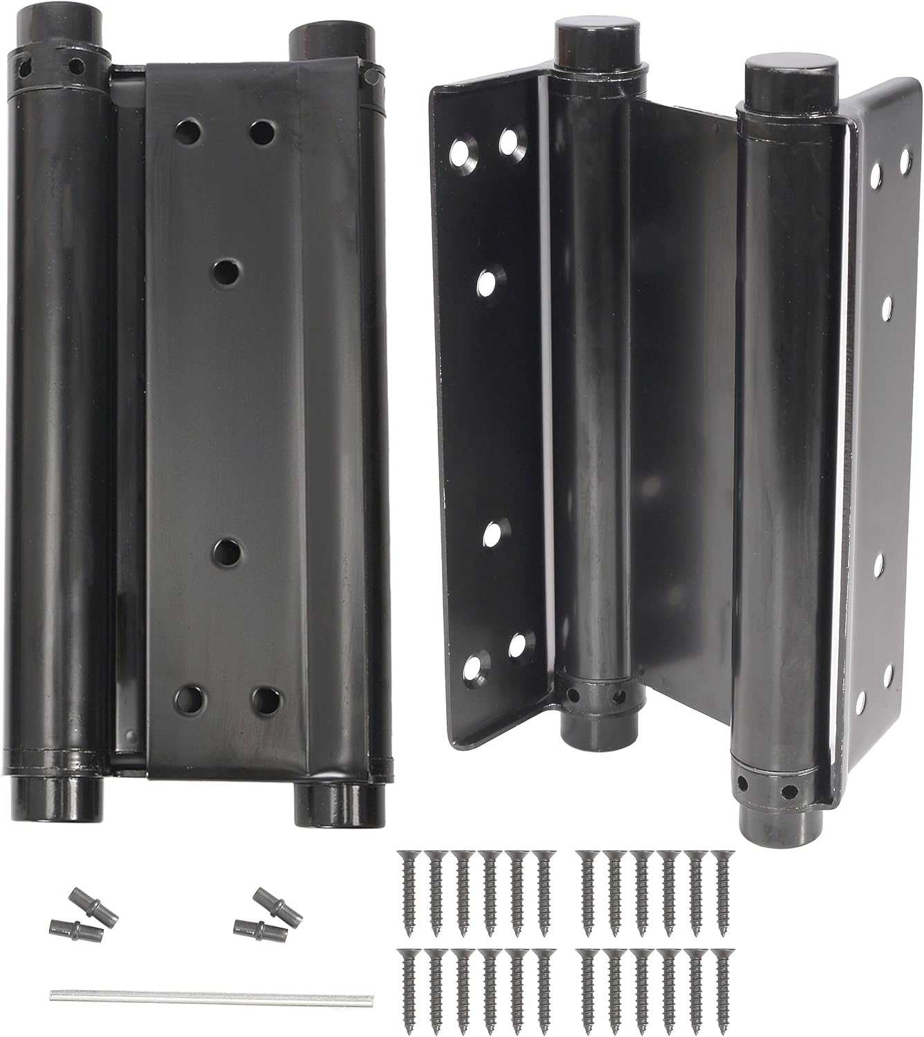 8" Black Heavy Duty Double Action Spring Hinges for Cafe Saloon Pub Swinging Doors - Pair, 201 Stainless Steel