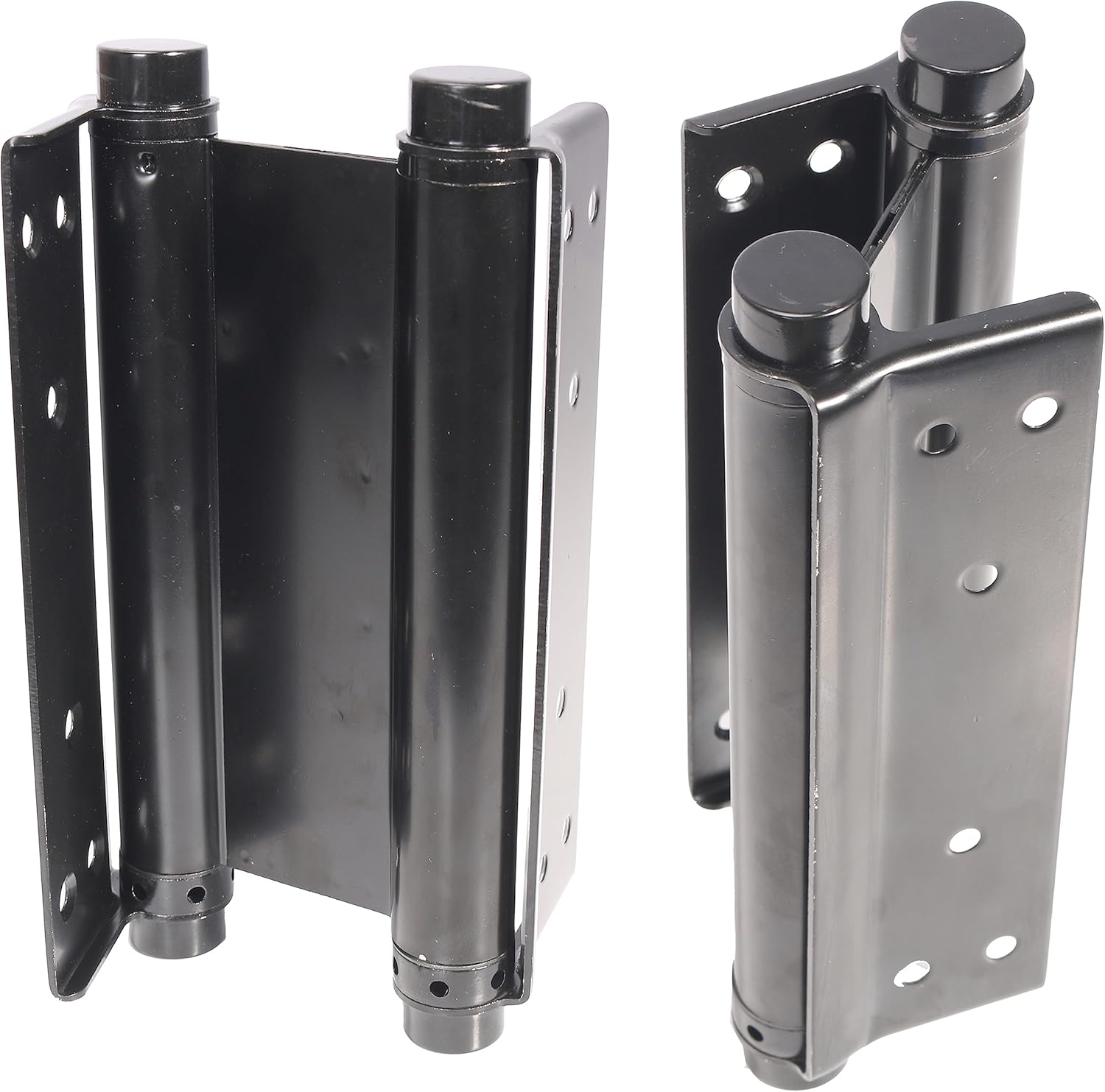 8" Black Heavy Duty Double Action Spring Hinges for Cafe Saloon Pub Swinging Doors - Pair, 201 Stainless Steel
