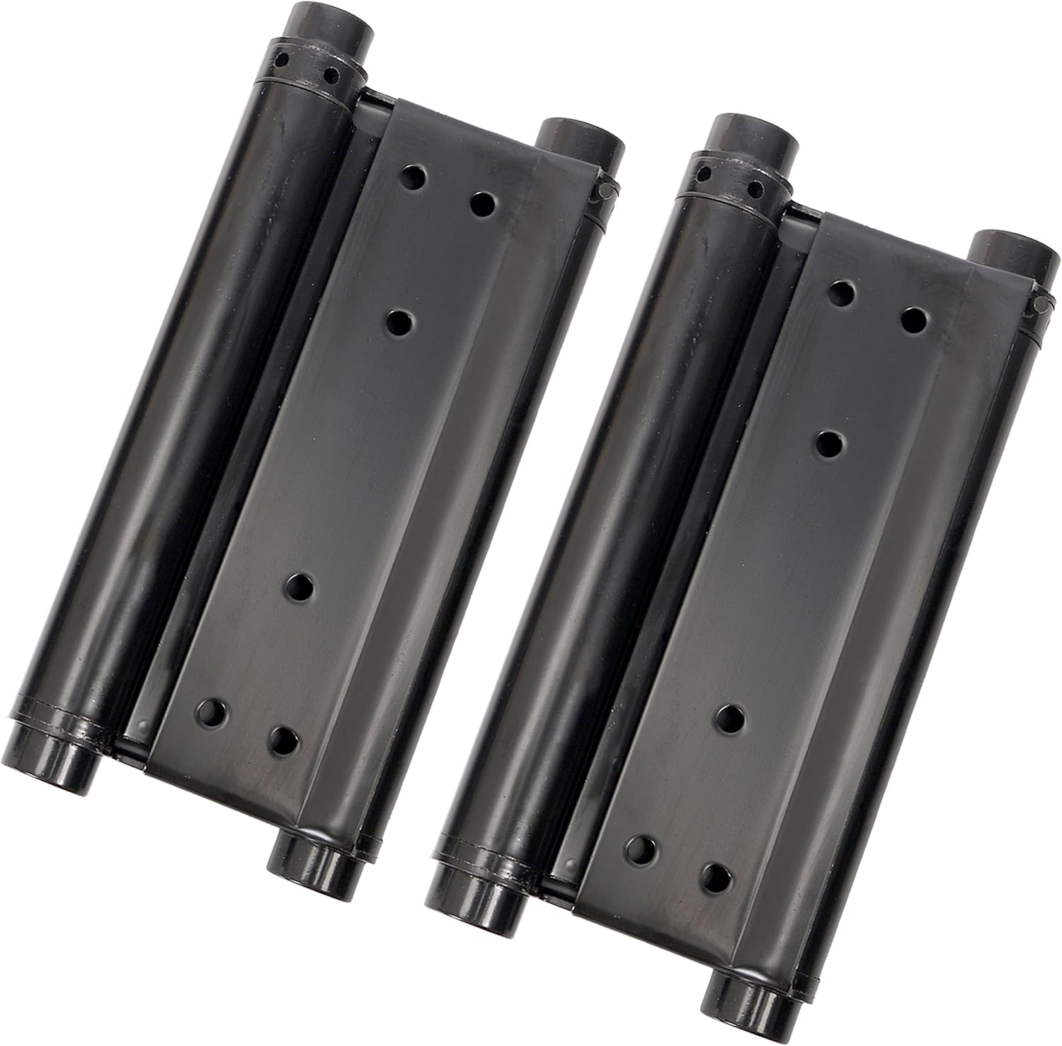8" Black Heavy Duty Double Action Spring Hinges for Cafe Saloon Pub Swinging Doors - Pair, 201 Stainless Steel