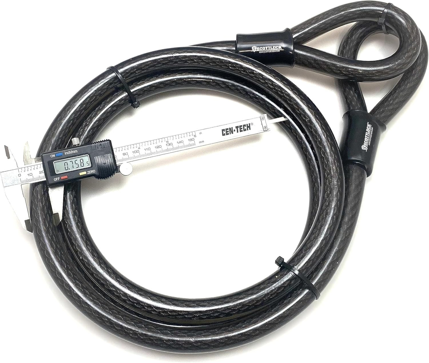 8 Foot Long 20mm High Security Dual Loop Colossal Cable by SCOTTLOCK (3/4" Thick - Largest in USA)