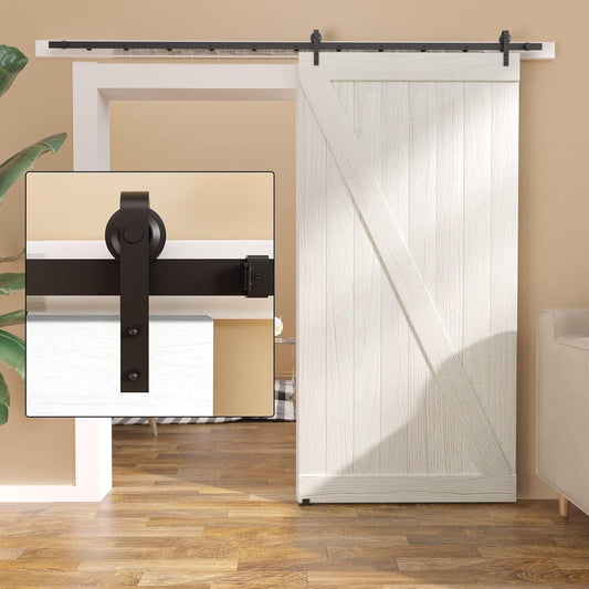 8 Ft Barn Door Hardware Kit - Easy Installation, Smooth & Quiet Sliding, Single Track for Low Ceilings, Modular & Stable Connection - WildKart