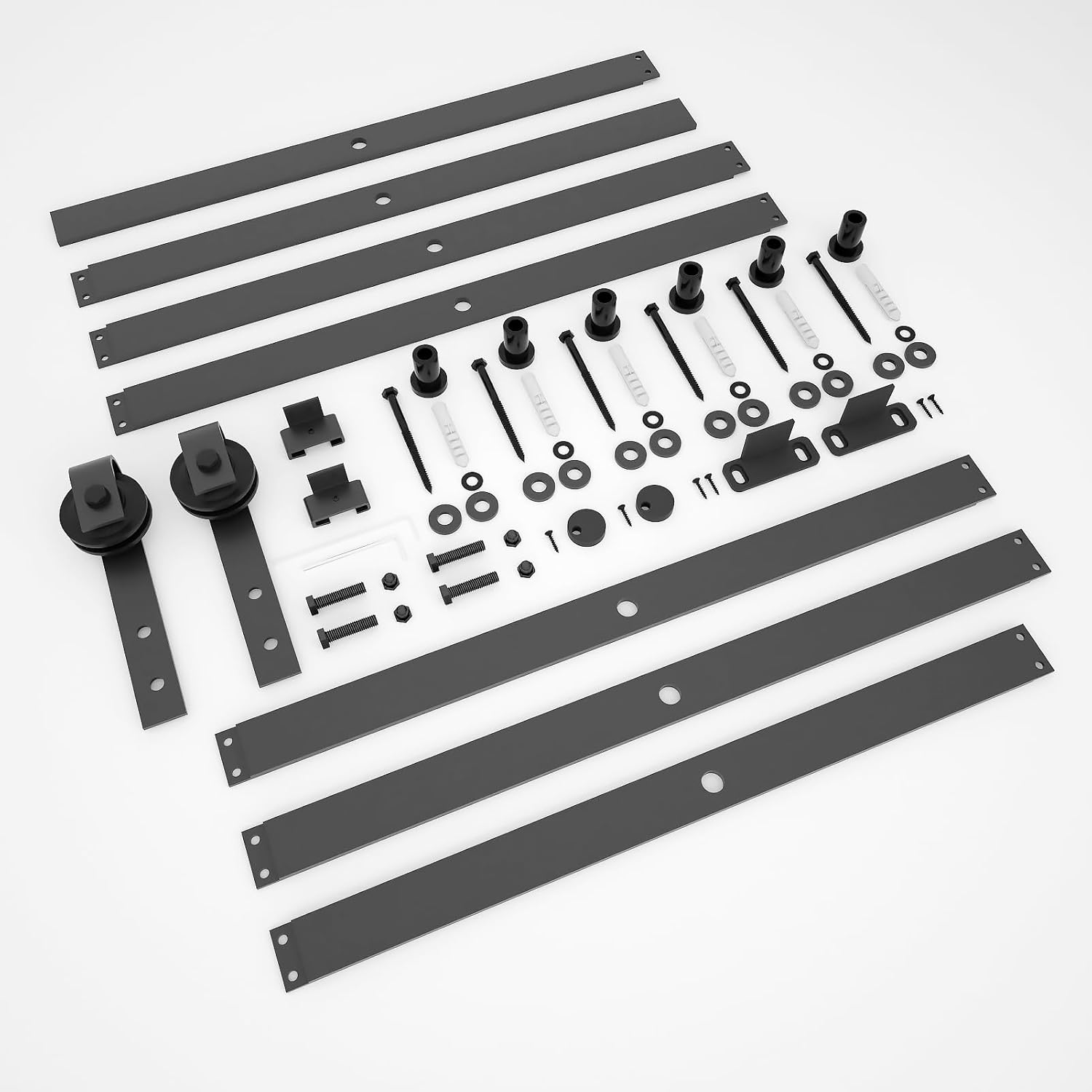 8 Ft Barn Door Hardware Kit - Easy Installation, Smooth & Quiet Sliding, Single Track for Low Ceilings, Modular & Stable Connection - WildKart