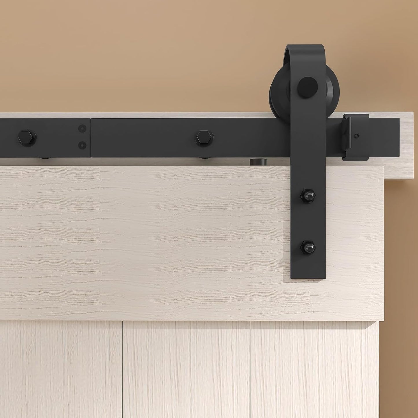8 Ft Barn Door Hardware Kit - Easy Installation, Smooth & Quiet Sliding, Single Track for Low Ceilings, Modular & Stable Connection - WildKart