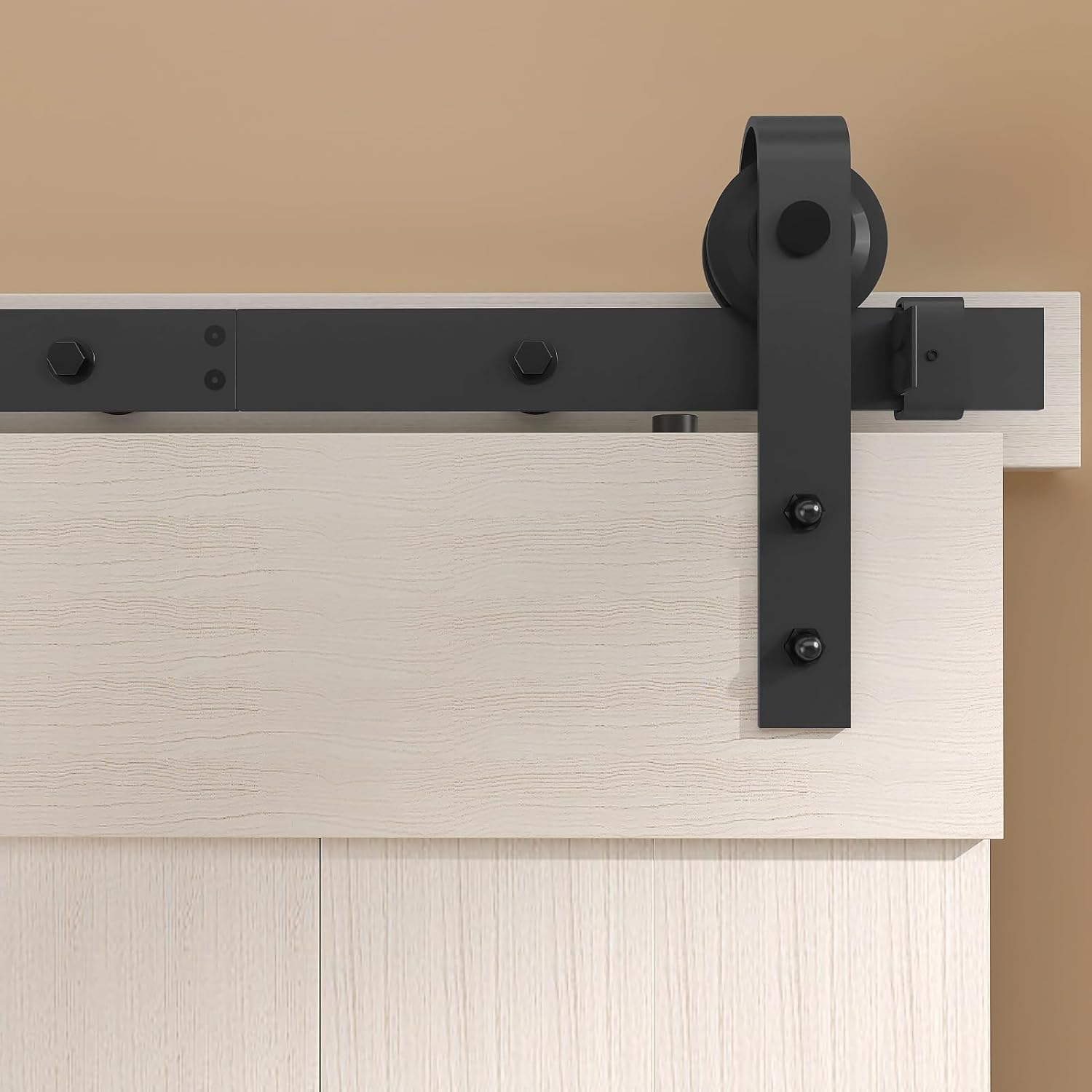 8 Ft Barn Door Hardware Kit - Easy Installation, Smooth & Quiet Sliding, Single Track for Low Ceilings, Modular & Stable Connection - WildKart