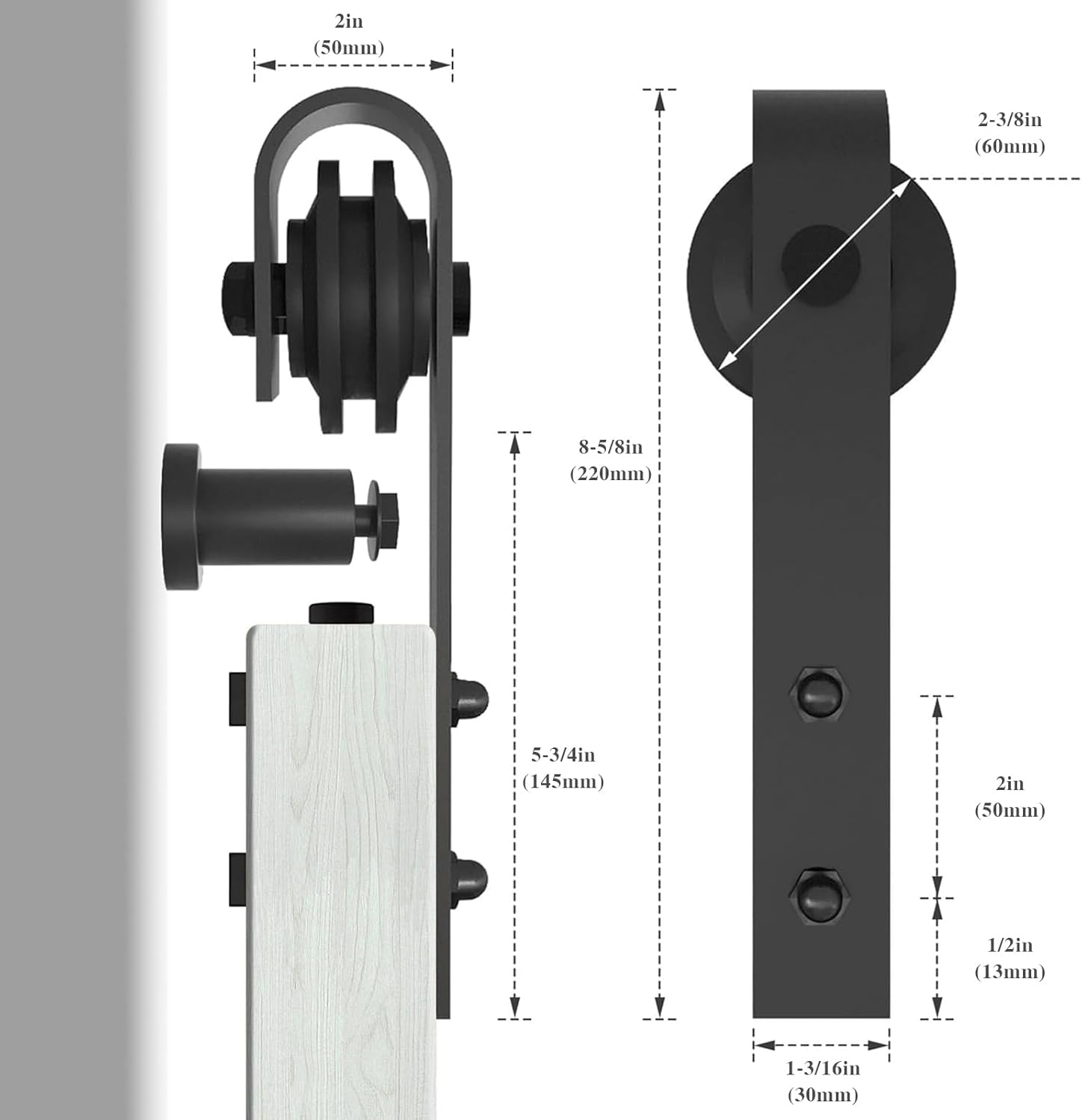 8 Ft Barn Door Hardware Kit - Easy Installation, Smooth & Quiet Sliding, Single Track for Low Ceilings, Modular & Stable Connection - WildKart