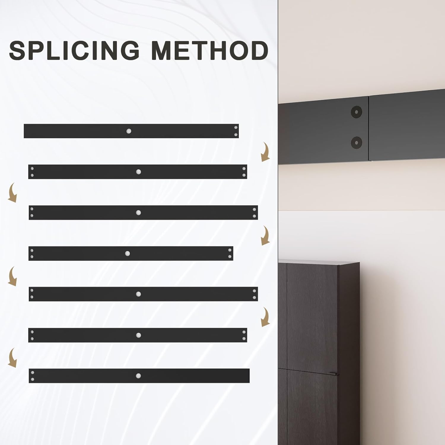 8 Ft Barn Door Hardware Kit - Easy Installation, Smooth & Quiet Sliding, Single Track for Low Ceilings, Modular & Stable Connection - WildKart