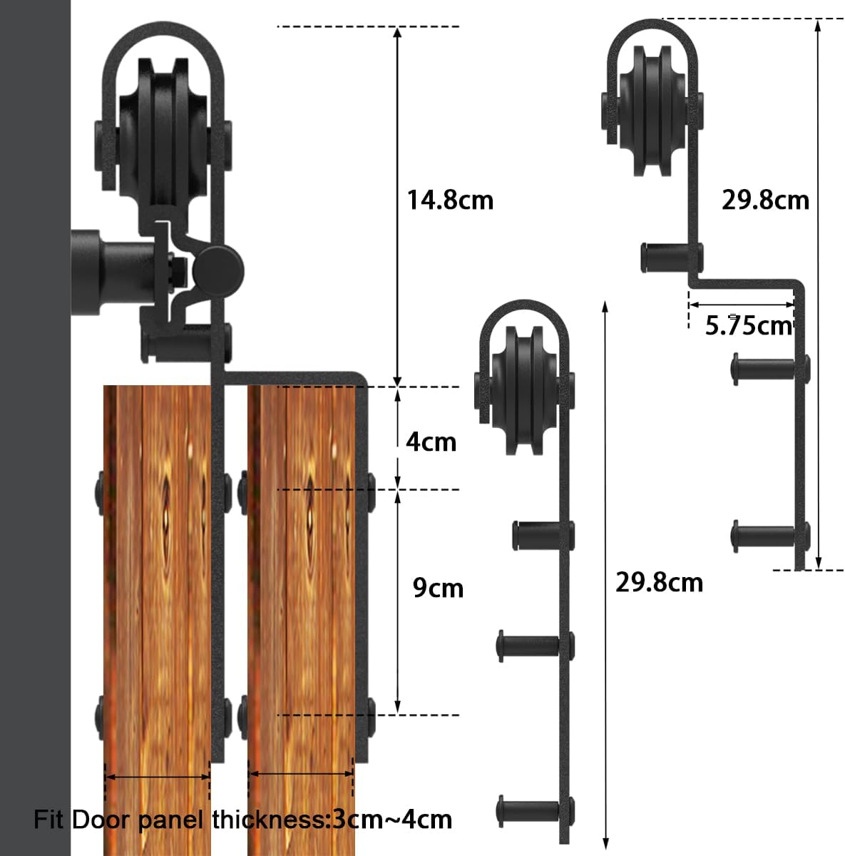 8 FT Bypass Sliding Barn Door Hardware Kit for Double Wooden Doors - Combination Track Mode, Fits 92" Door Opening