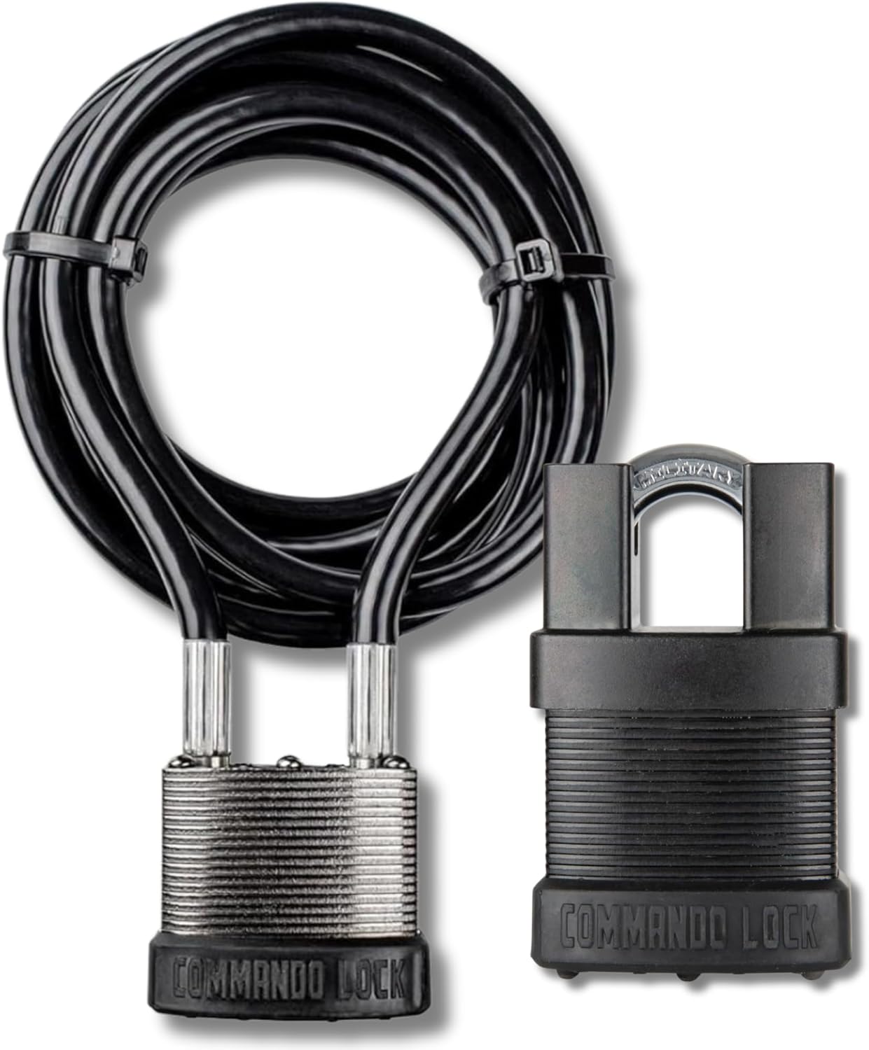 8 ft Military Grade Cable Lock & Bolt Cutter Proof Padlock Set - Commando Lock Full Spectrum Security