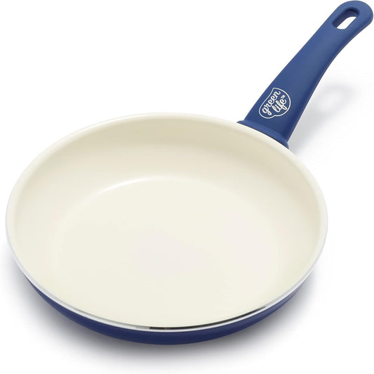 8" GreenLife Soft Grip Ceramic Nonstick Frying Pan Skillet in Blue, PFAS-Free & Dishwasher Safe