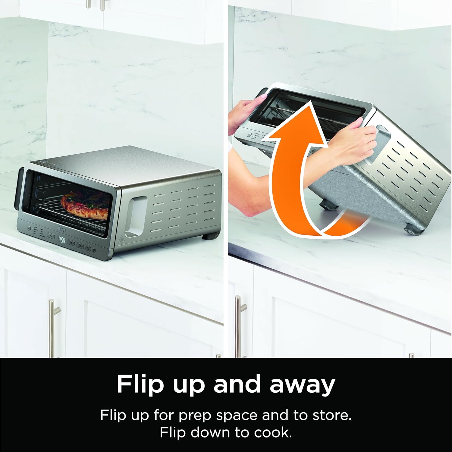 8-in-1 Ninja Flip Toaster Oven & Air Fryer with Large Capacity, Space-Saving Flip Up Design, Stainless Steel Finish, 1800 Watts (Model SP151)