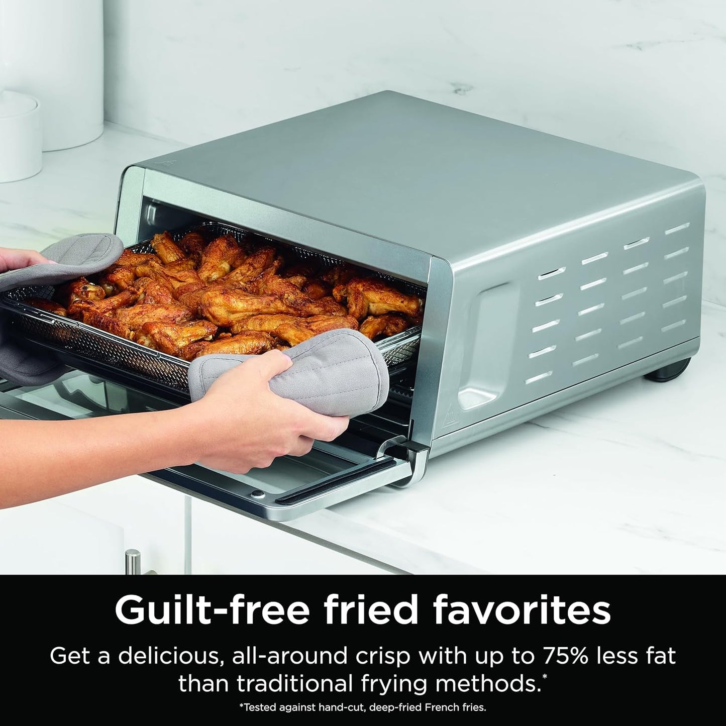 8-in-1 Ninja Flip Toaster Oven & Air Fryer with Large Capacity, Space-Saving Flip Up Design, Stainless Steel Finish, 1800 Watts (Model SP151)