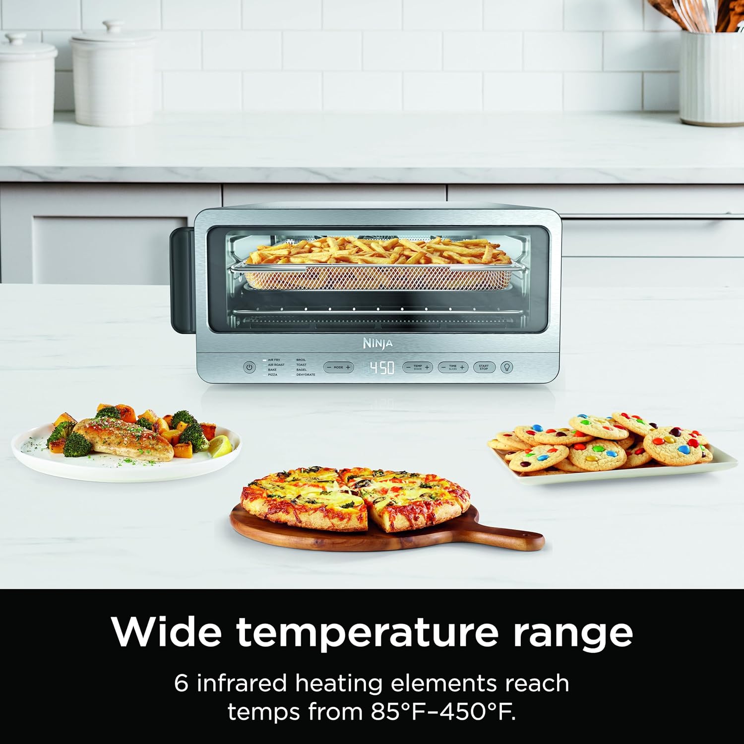 8-in-1 Ninja Flip Toaster Oven & Air Fryer with Large Capacity, Space-Saving Flip Up Design, Stainless Steel Finish, 1800 Watts (Model SP151)